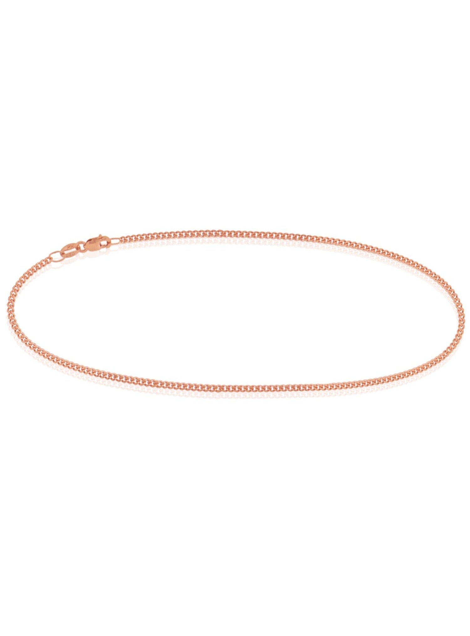Simple Curb Anklet Chain in 9ct Rose Gold