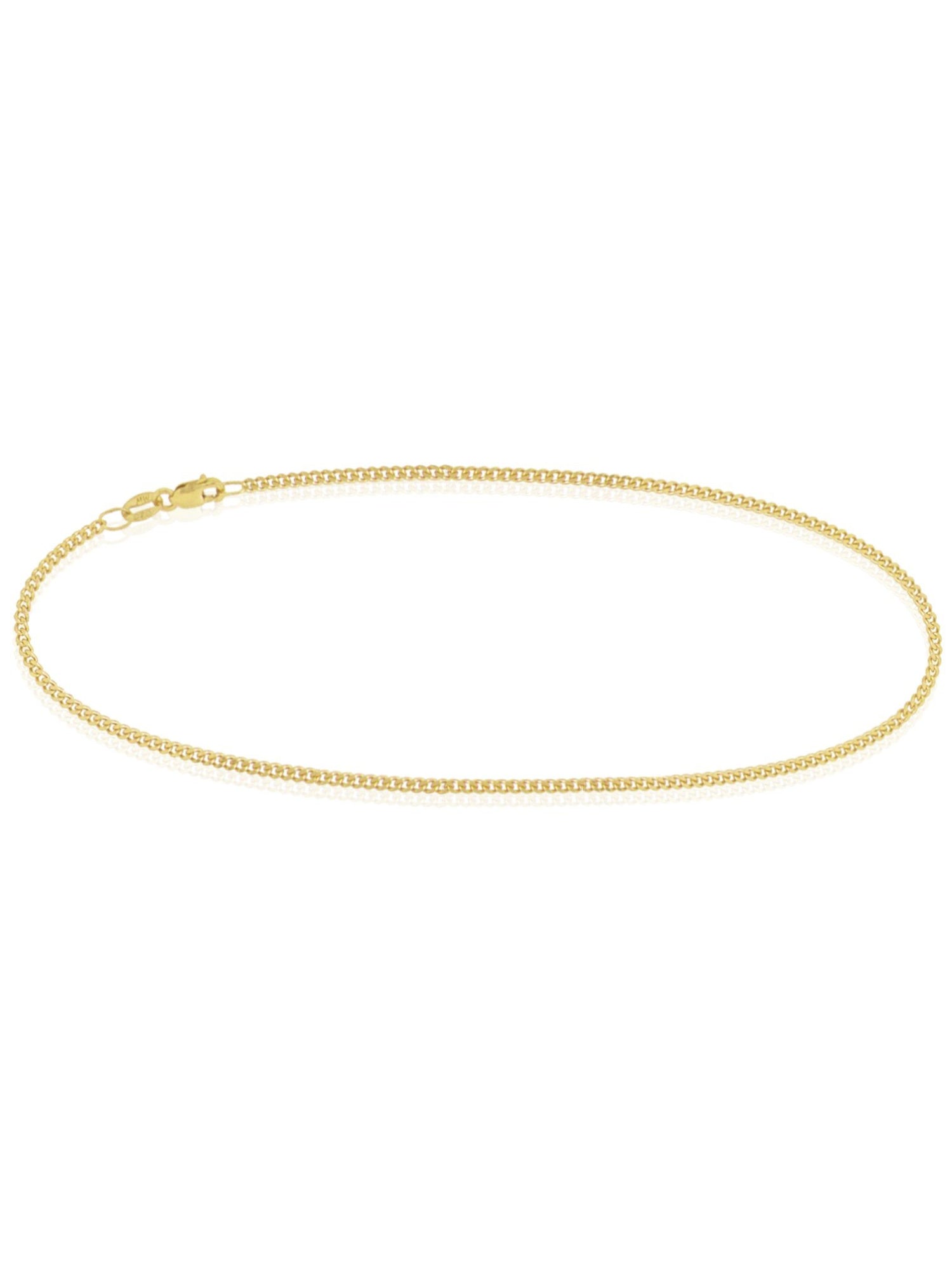 Simple Curb Anklet Chain in 9ct Yellow Gold