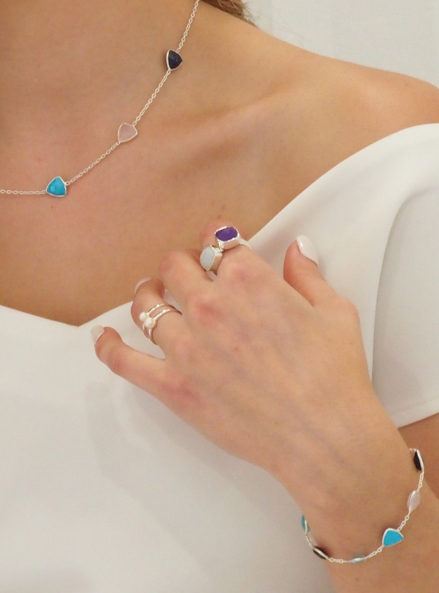 Showcase Multi Gemstone Bracelet in Sterling Silver