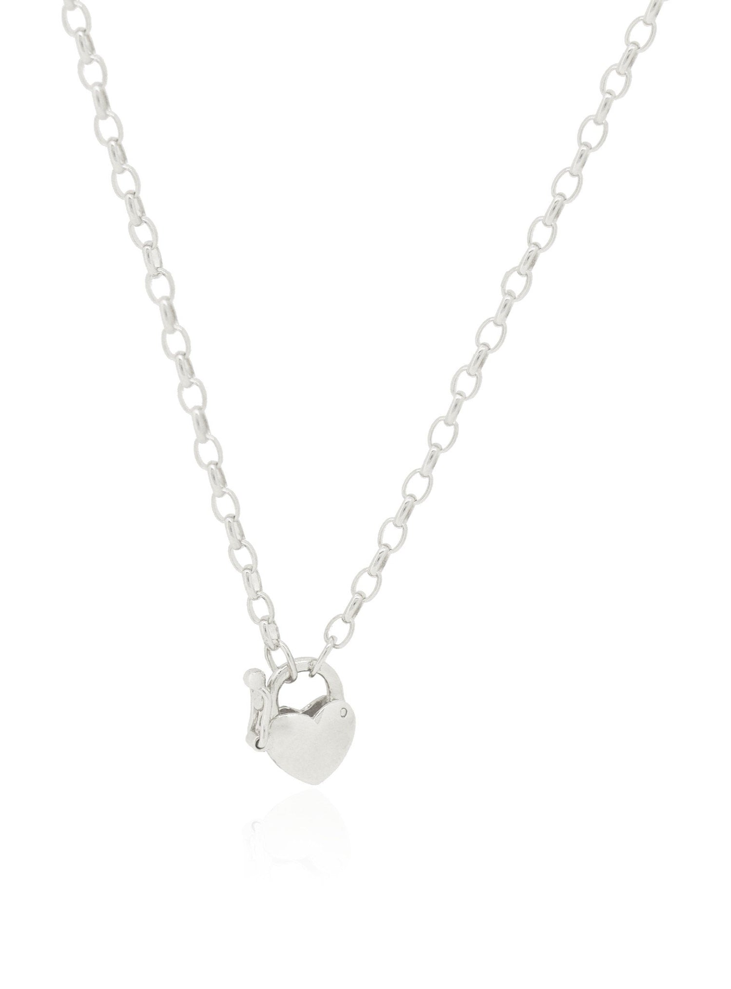 Padlock Oval Belcher Necklace Chain in Sterling Silver