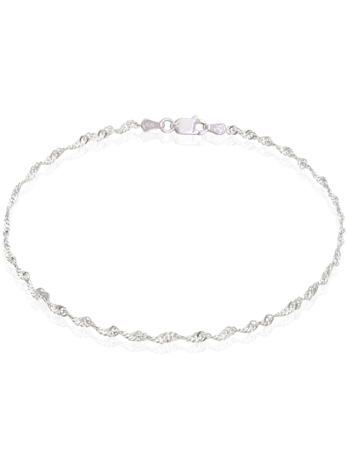 Singapore Twist Anklet Chain in Sterling Silver