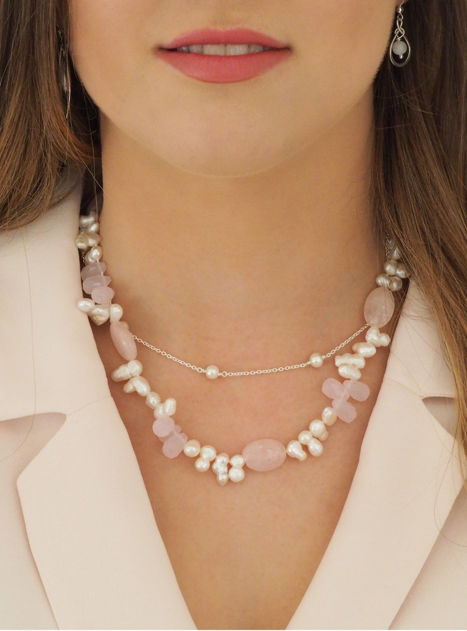 Freshwater Pearl and Rose Quartz Necklace