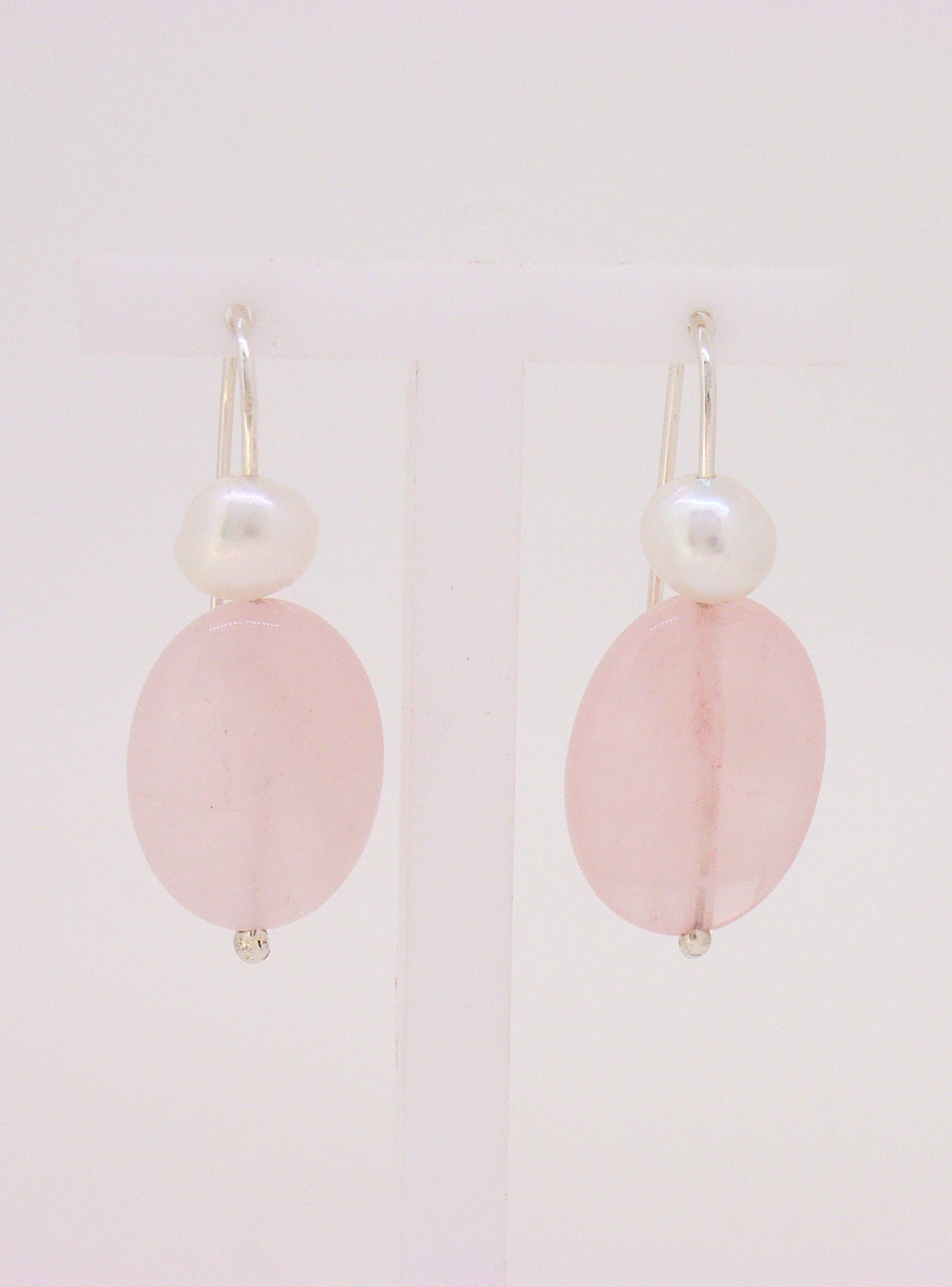 Freshwater Pearl and Rose Quartz Earrings