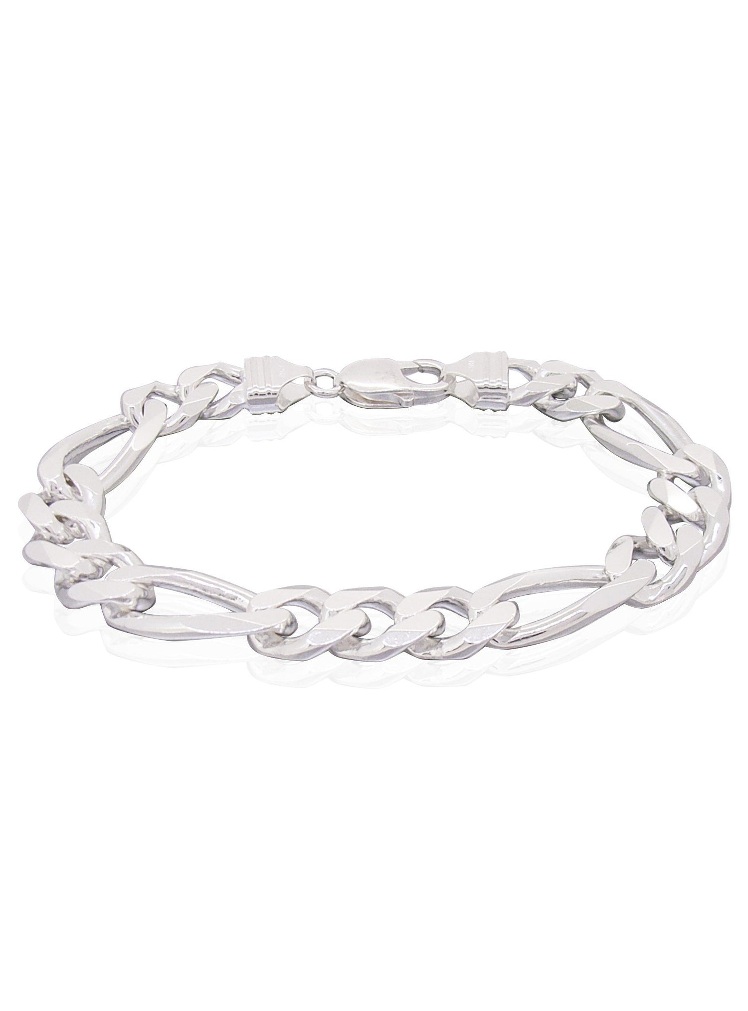 Mens Unisex Heavy Figaro Bracelet in Sterling Silver