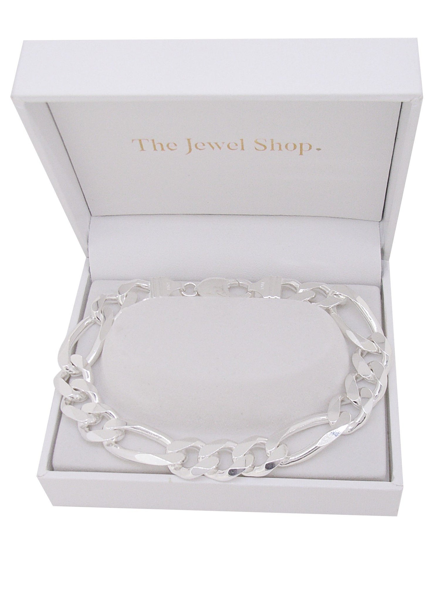 Mens Unisex Heavy Figaro Bracelet in Sterling Silver