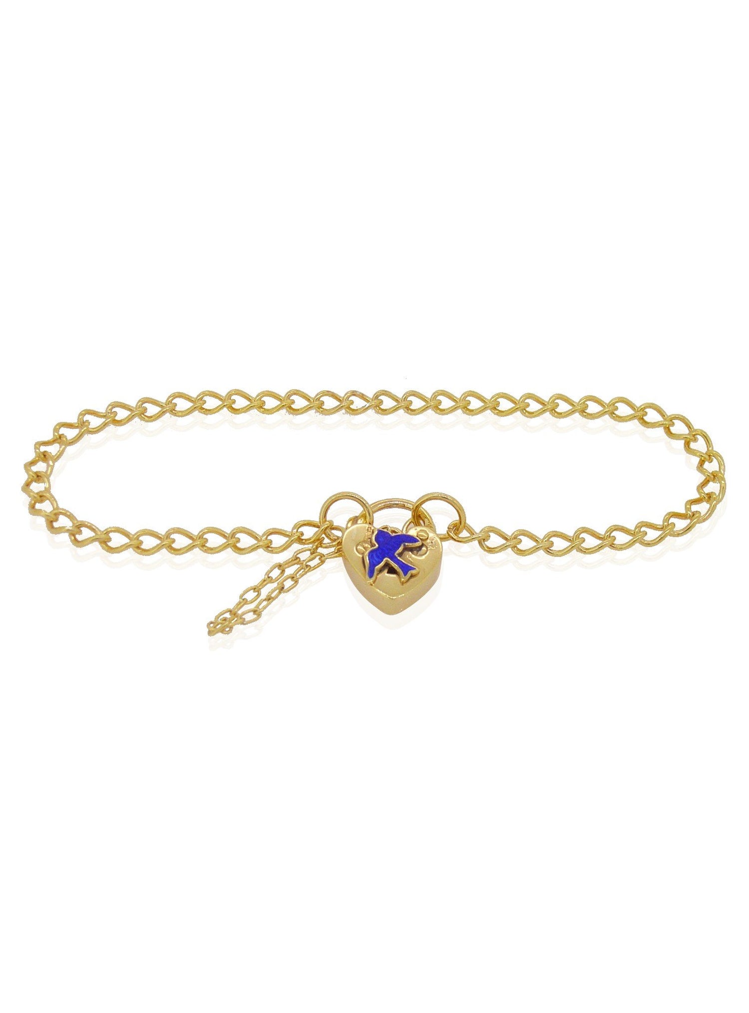 Bluebird of Happiness Curb Padlock Bracelet in Gold