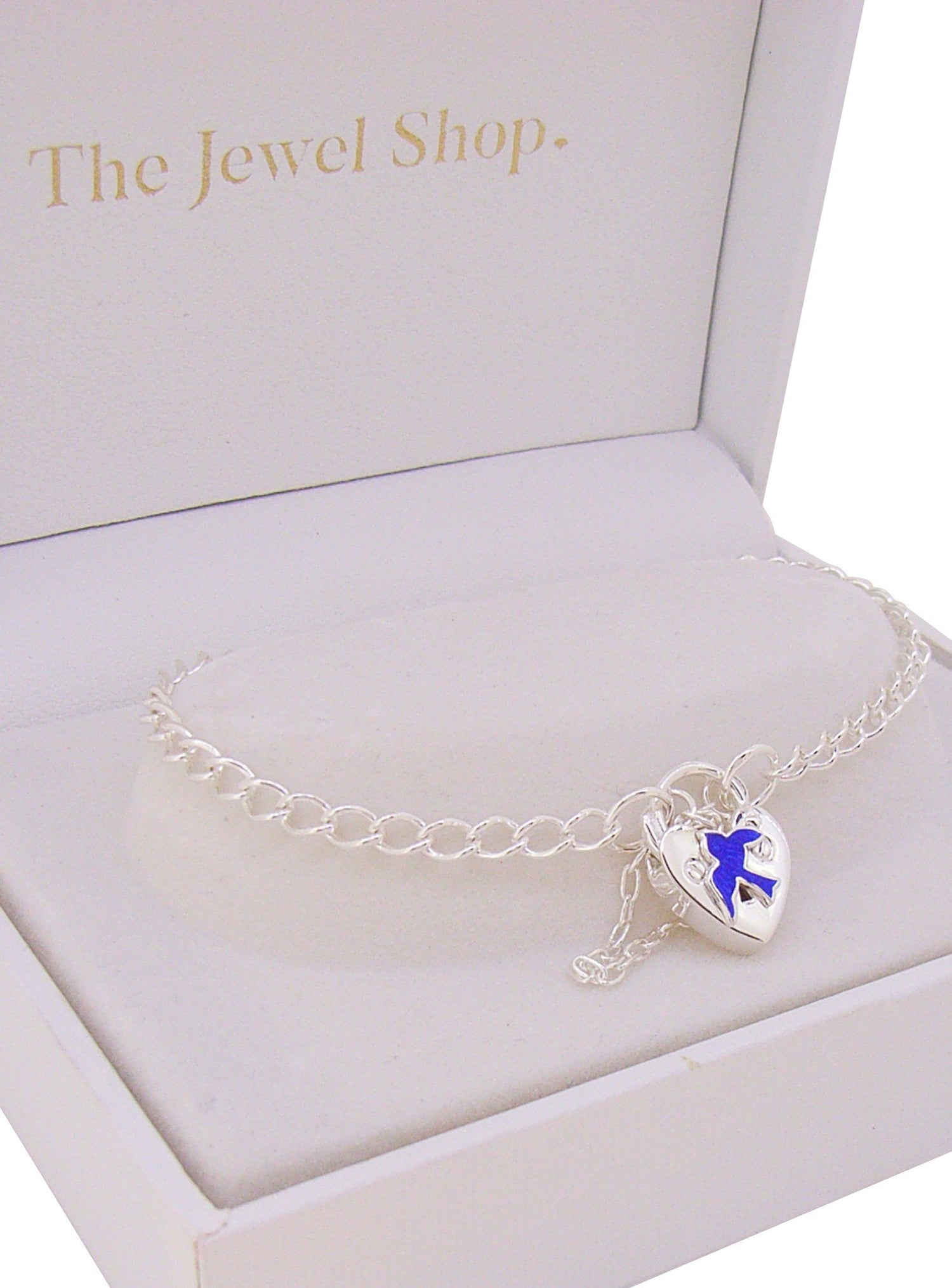 Bluebird of Happiness Curb Padlock Bracelet in Sterling Silver