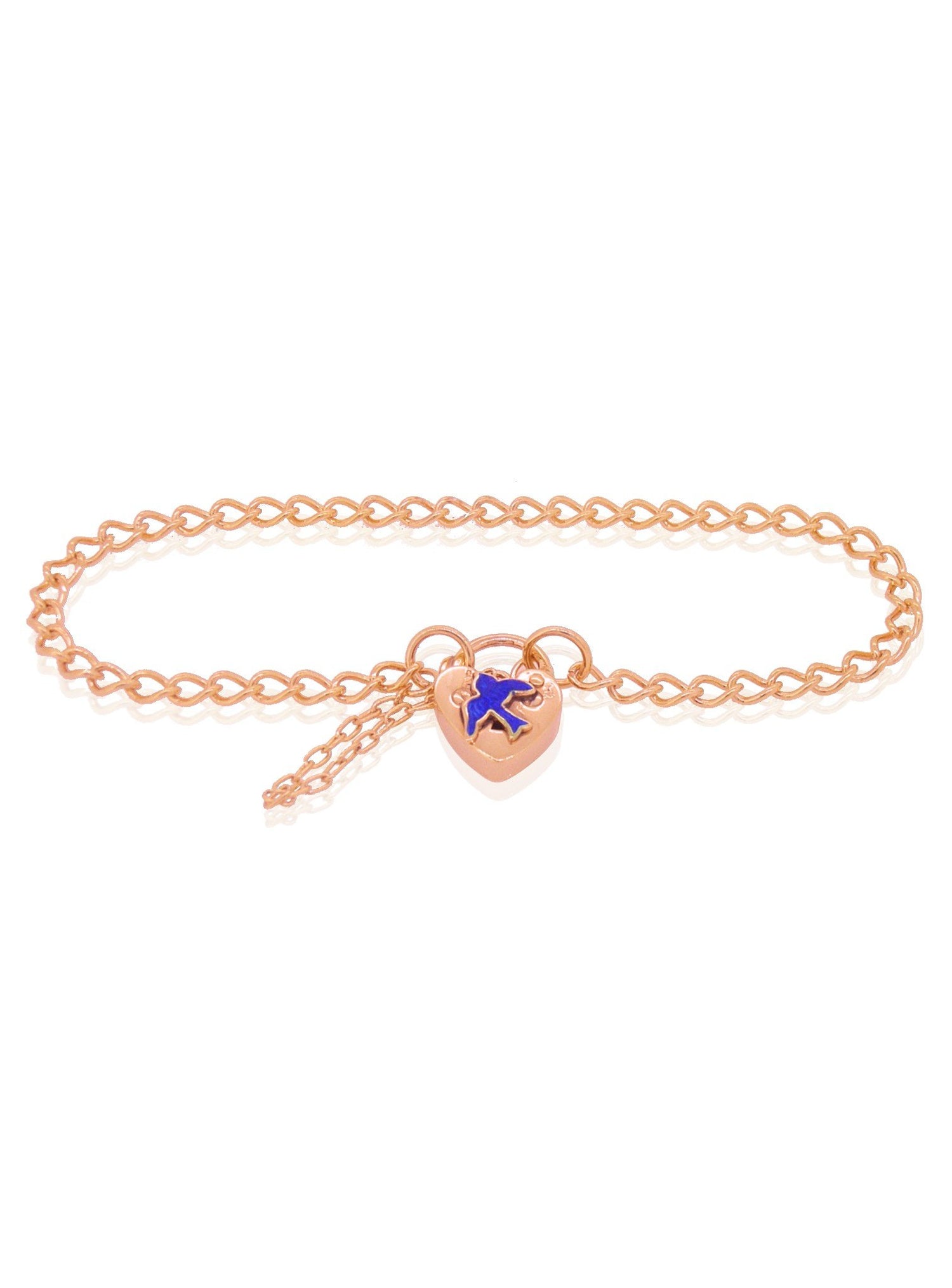 Bluebird of Happiness Curb Padlock Bracelet in Rose