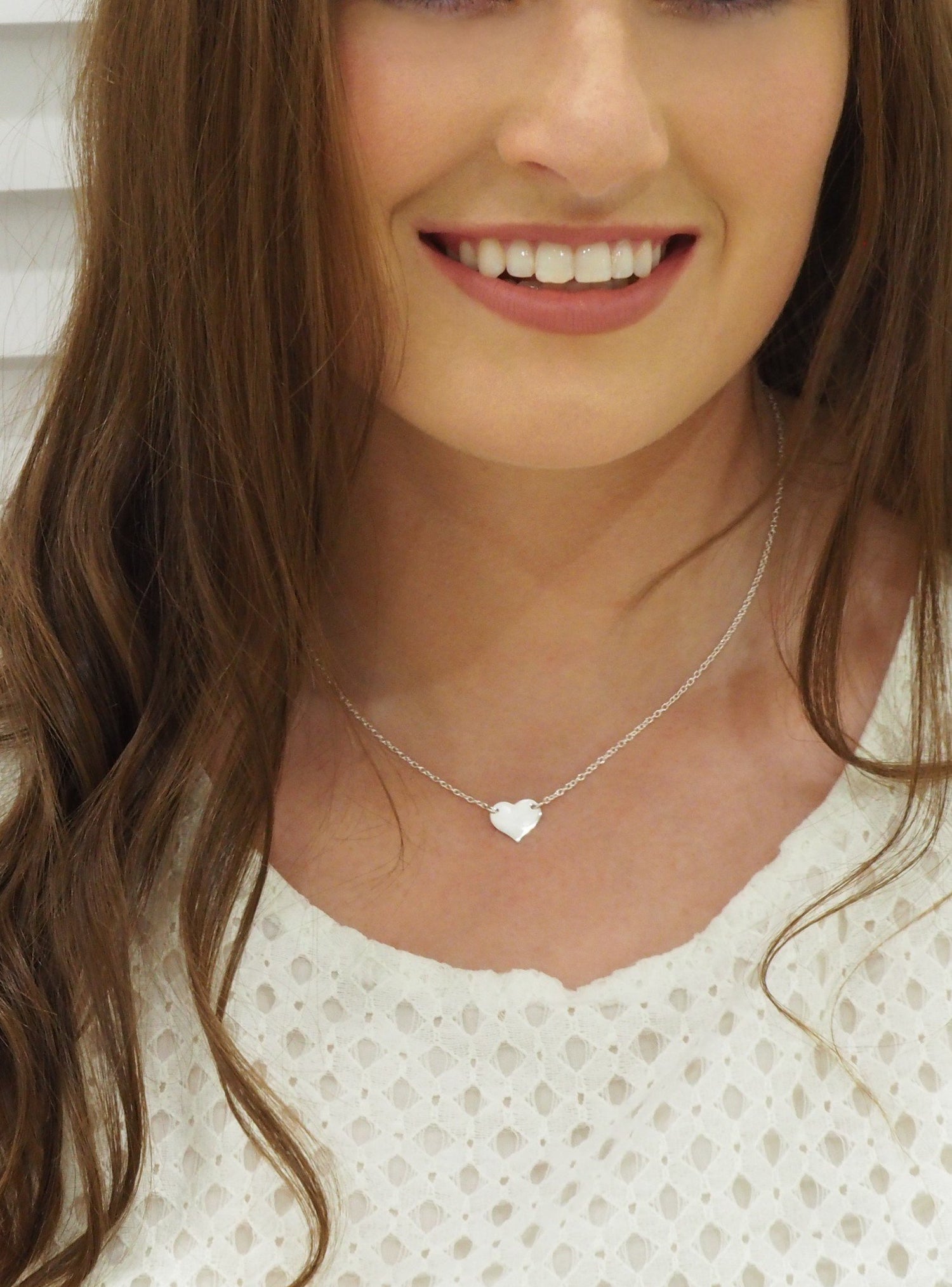 Love Heart Tag Charm Necklace in 9ct Gold