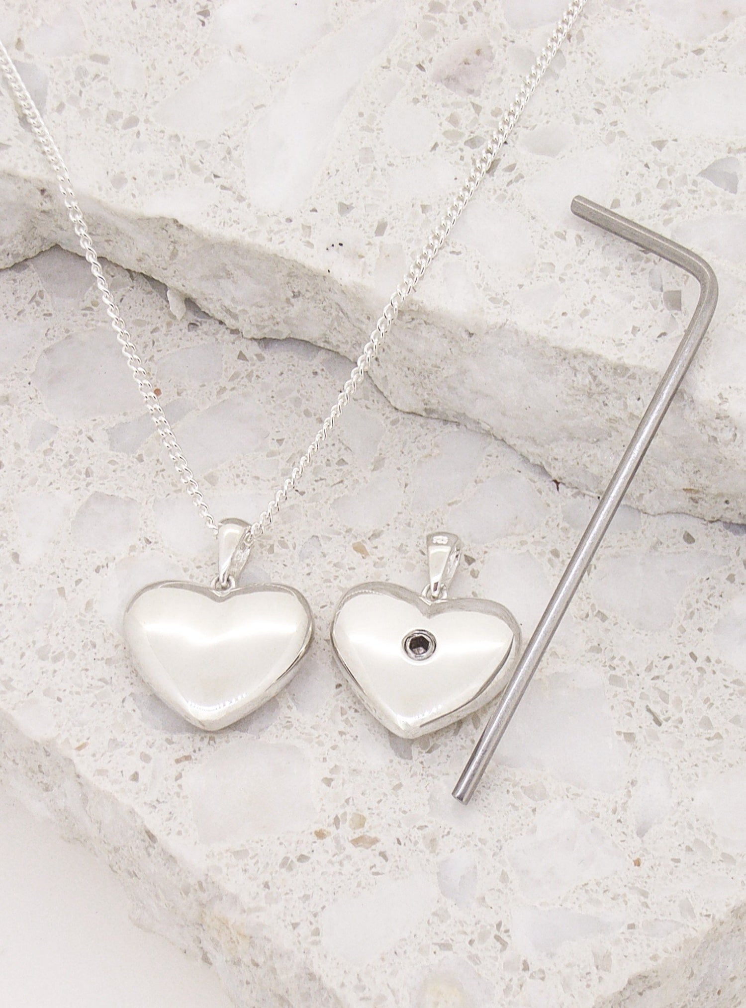 Betty Memorial Puffed Heart Pendant in Sterling Silver