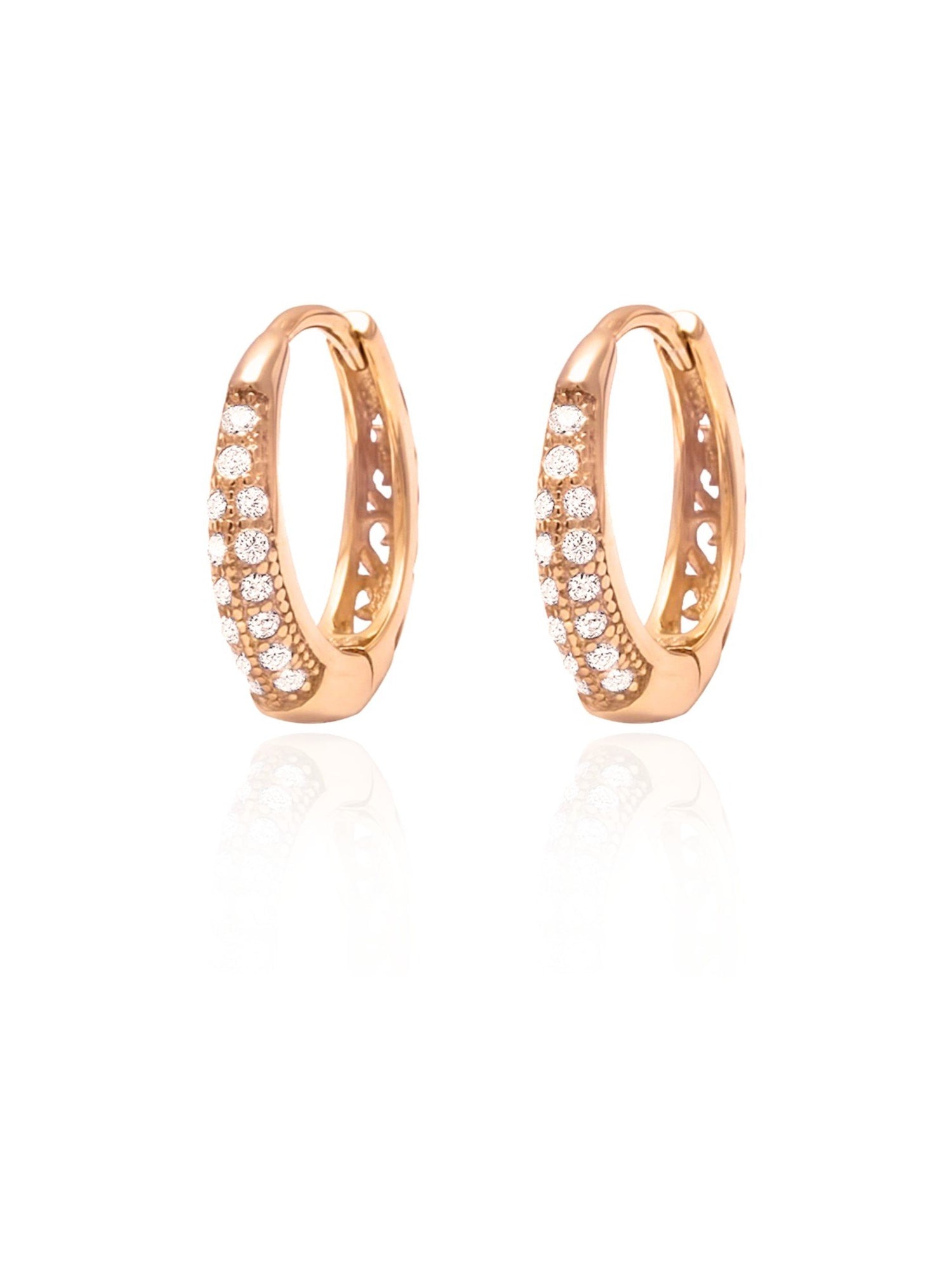 Gigi Cz Huggie Hoop Earrings in Rose Gold
