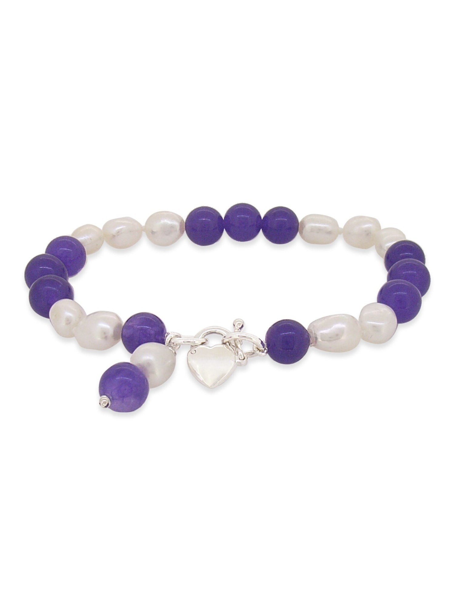 Pearl and Amethyst Beaded Padlock Bracelet