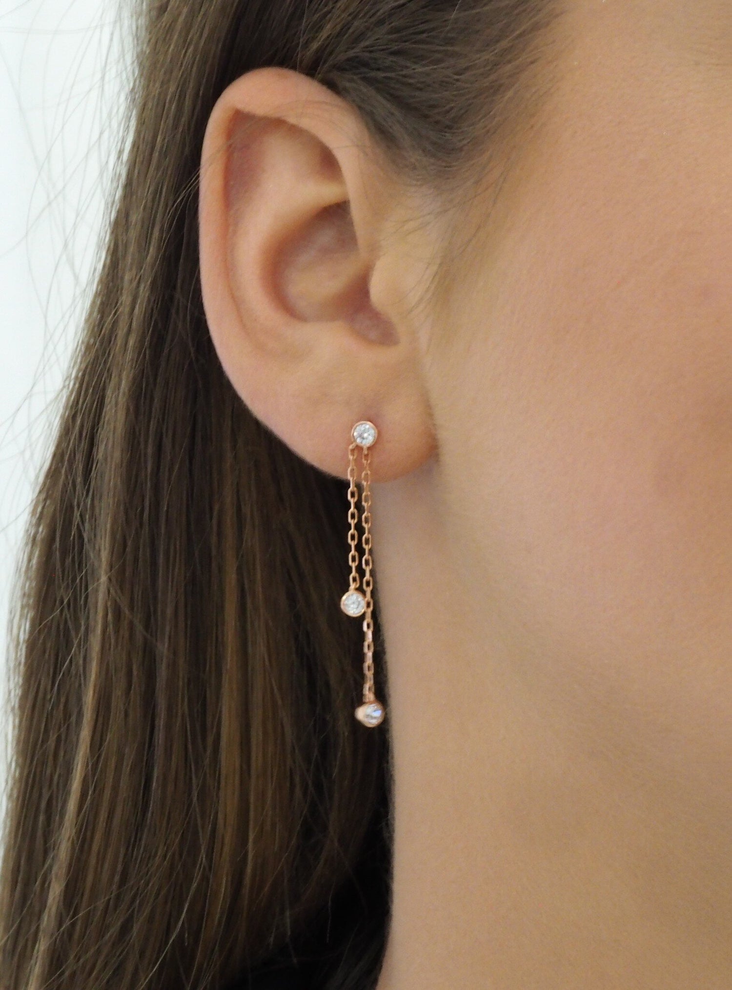 Dakota Cz Dangle Drop Earrings in Rose Gold