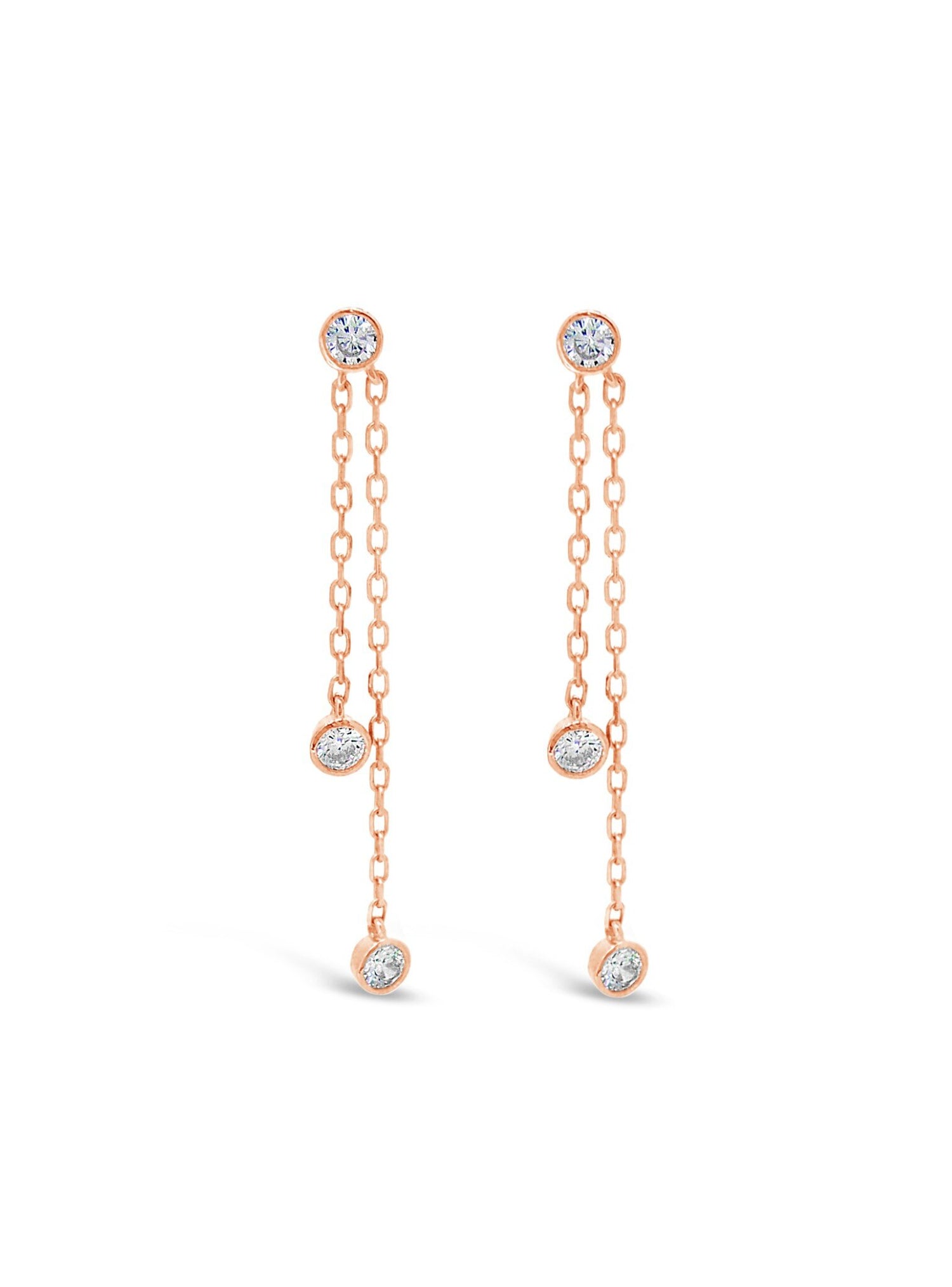Dakota Cz Dangle Drop Earrings in Rose Gold