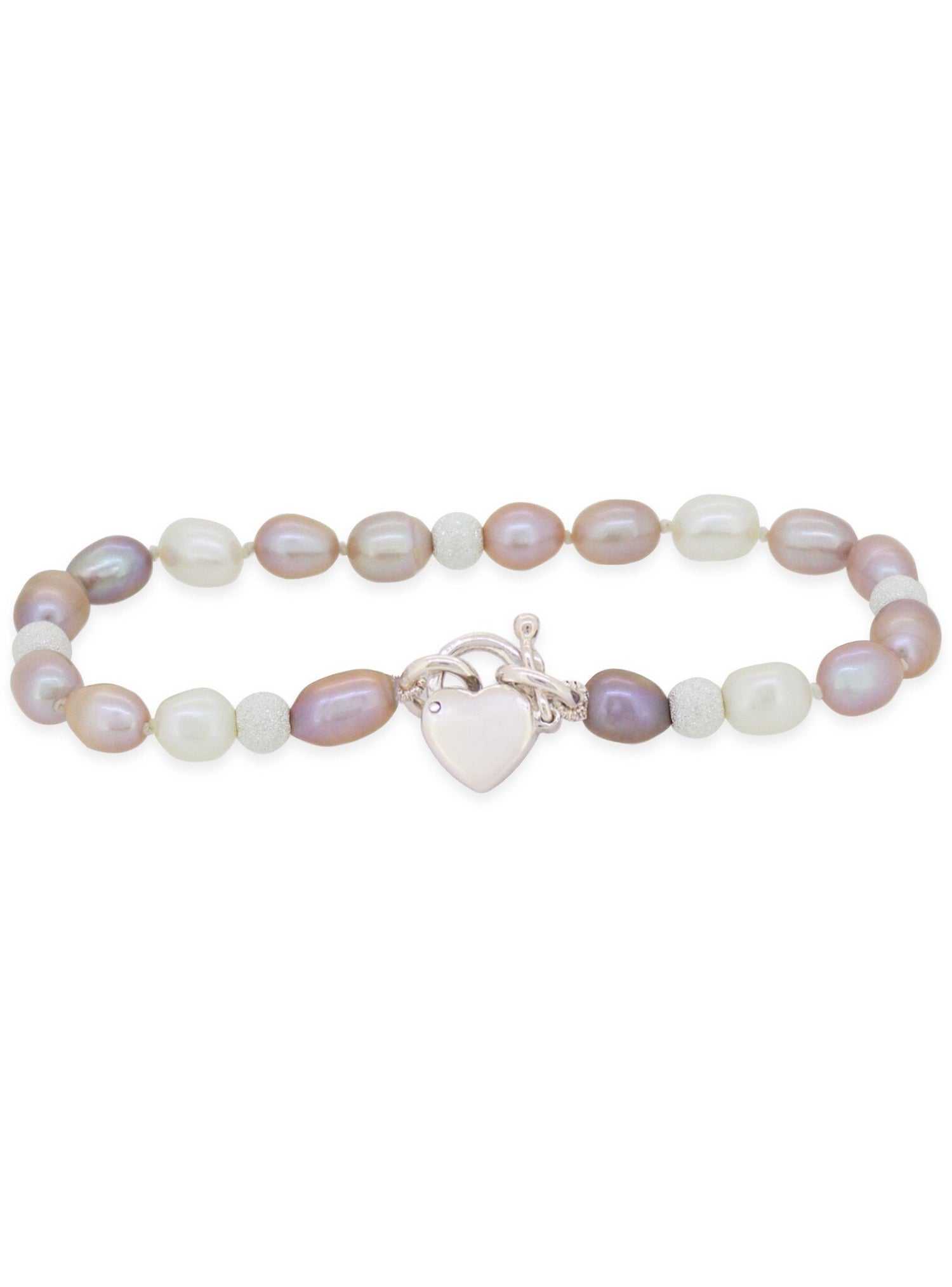 Dusk Pearl Stardust Silver Ball Beaded Padlock Bracelet