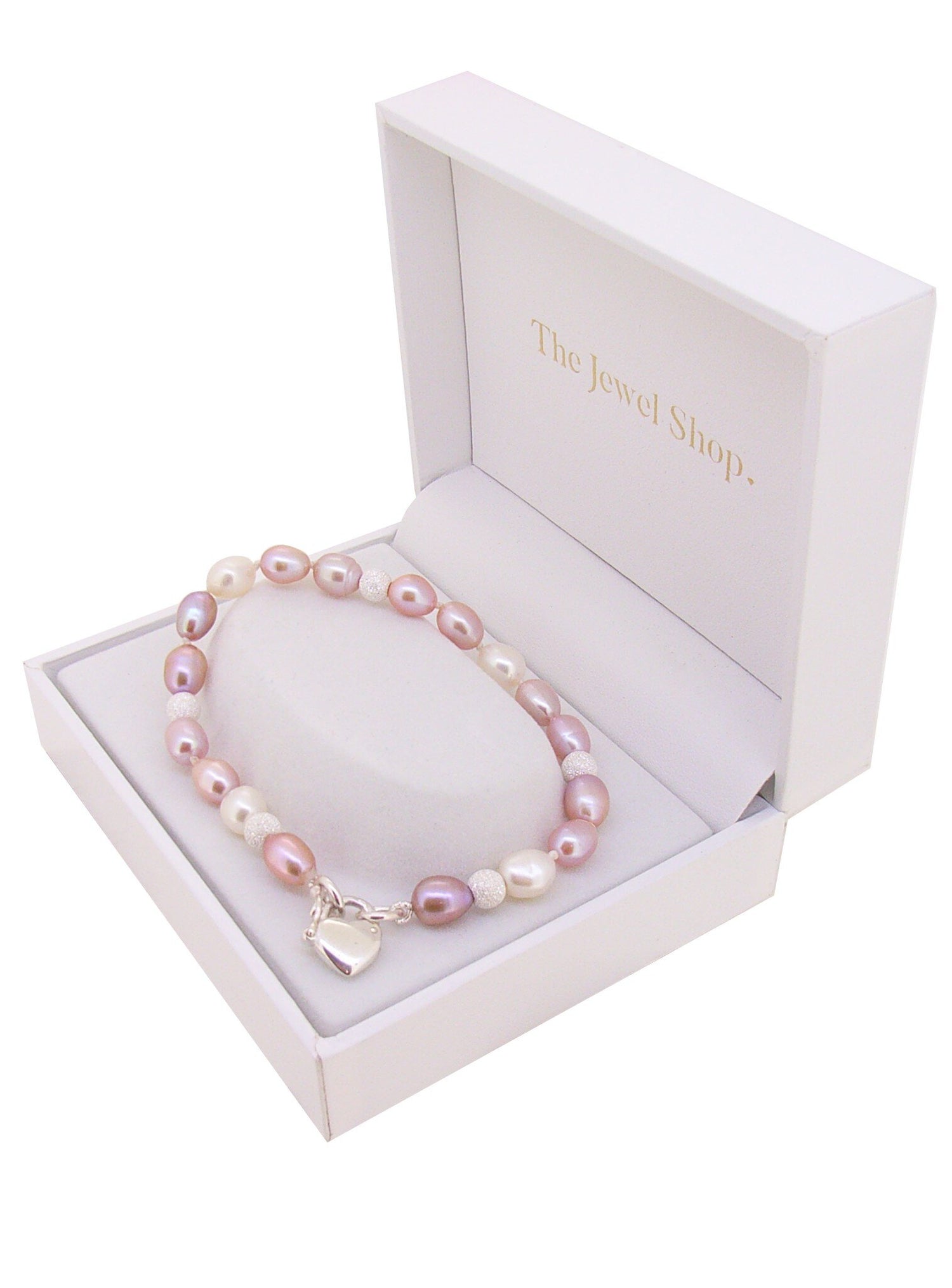 Dusk Pearl Stardust Silver Ball Beaded Padlock Bracelet