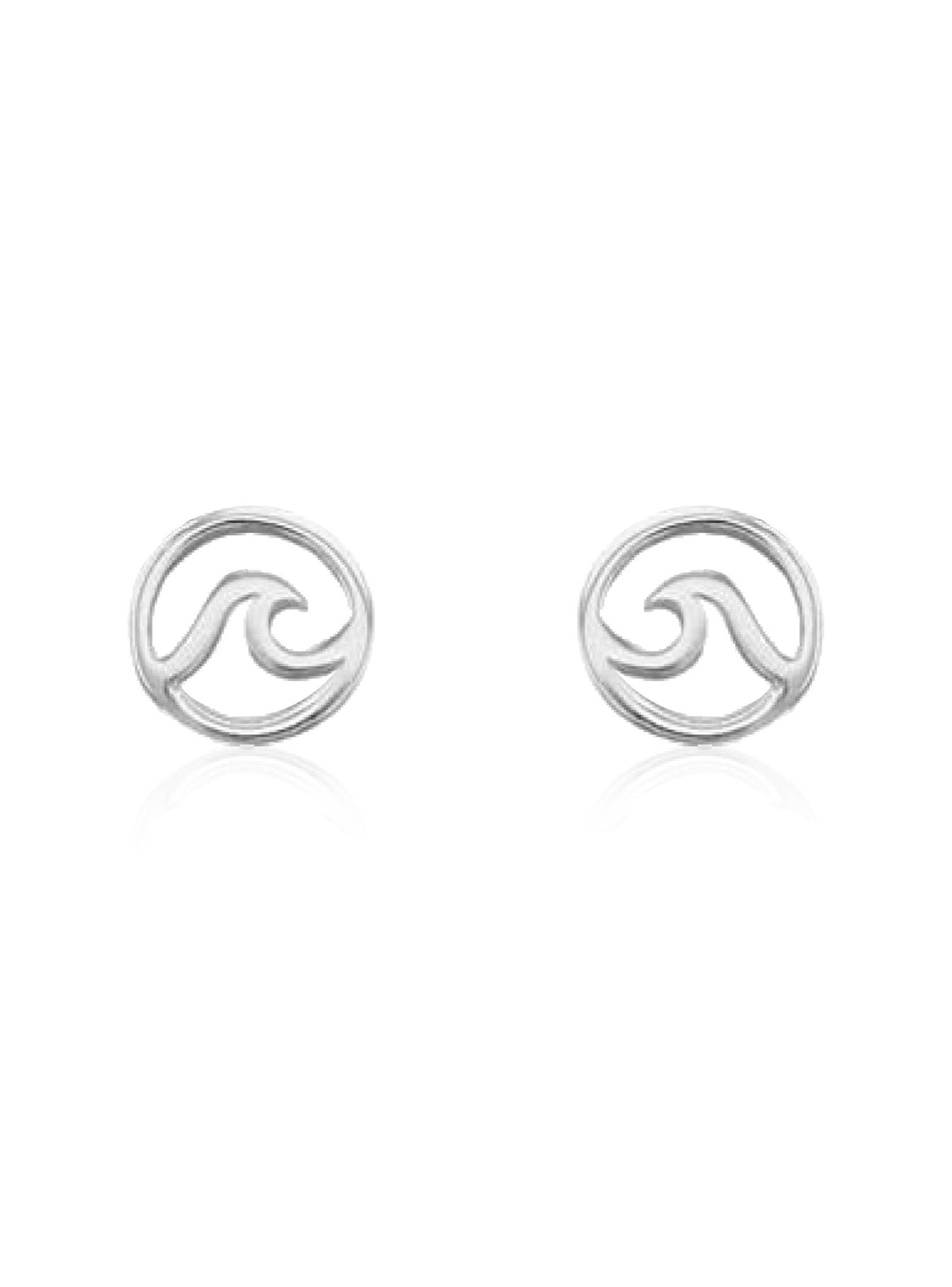 Love Britty Wave Circle Stud Earrings in Sterling Silver