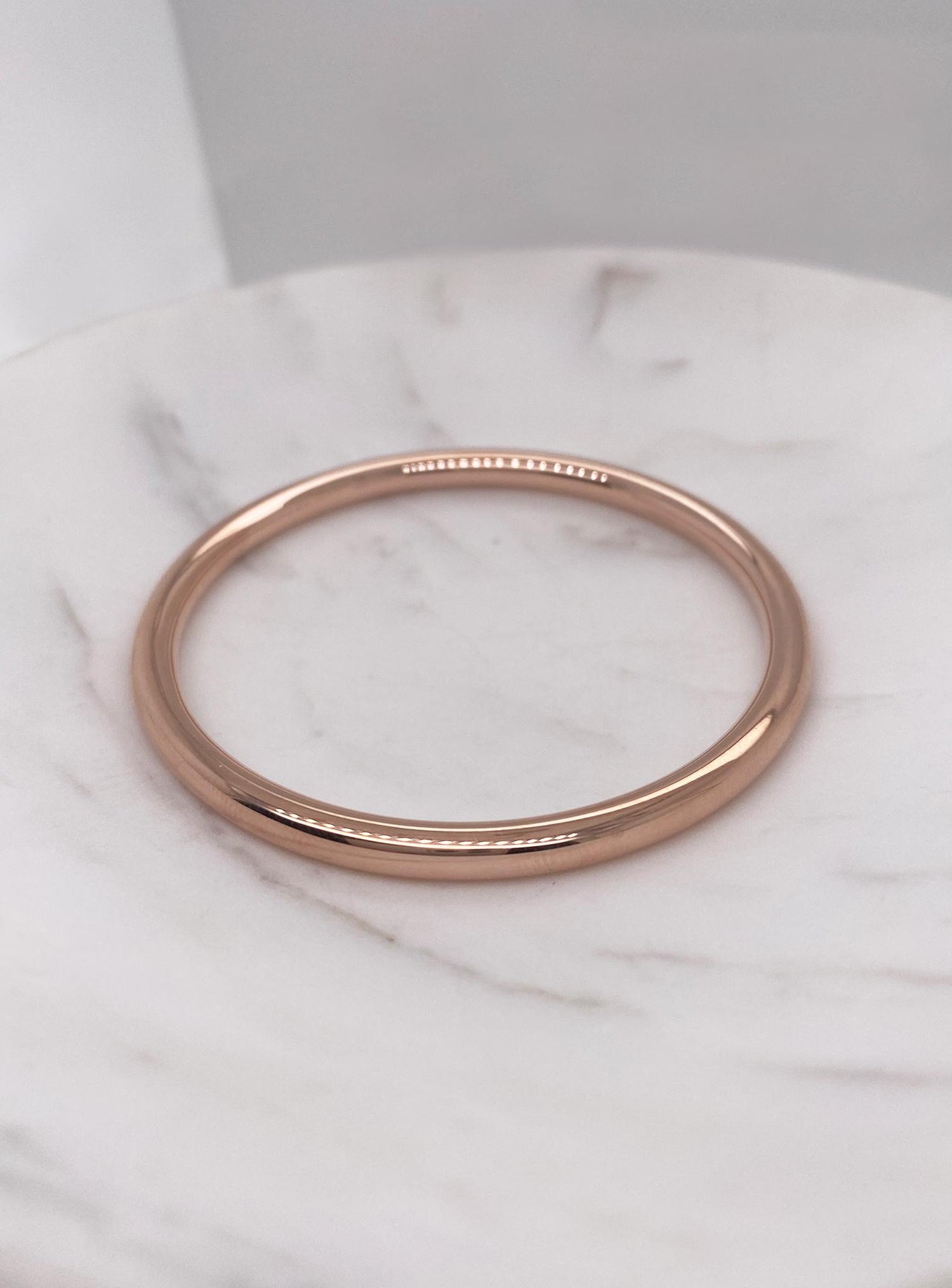 Traditional 4mm Golf Baby Bangle in Rose Gold Plated