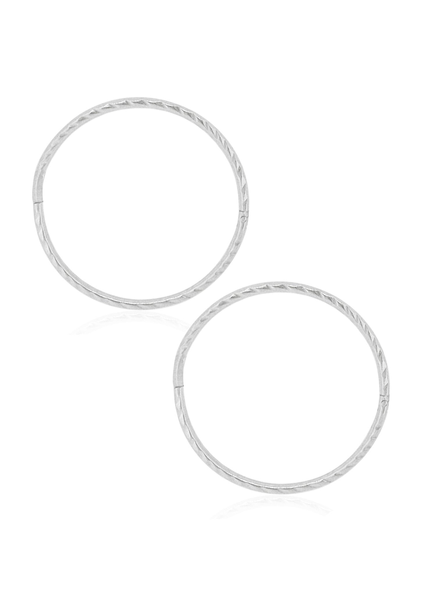 Hinged Twist Jumbo Sleeper Hoop Earrings in 9ct White Gold