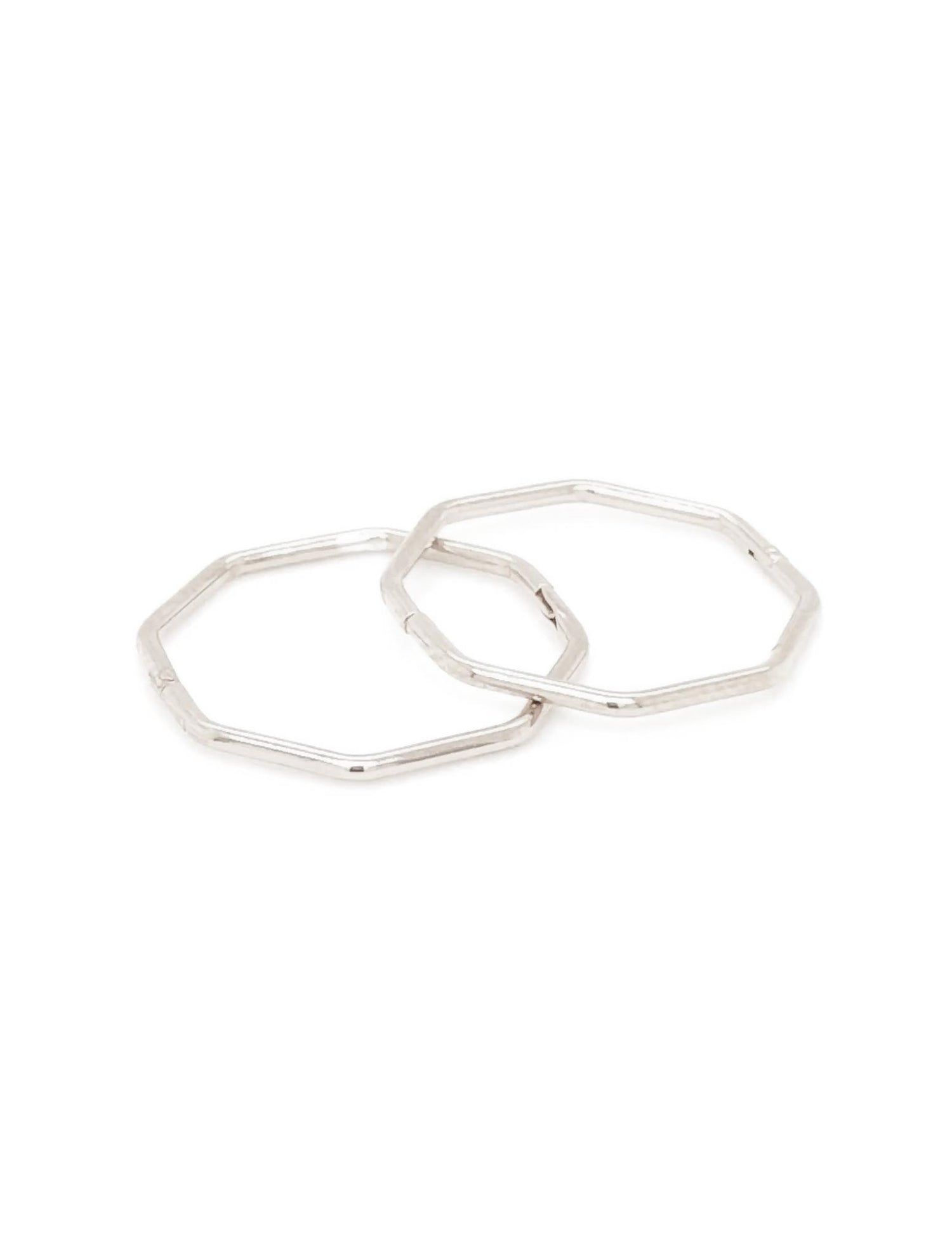 Octagonal Hinged Sleeper Hoop Earrings in 9ct White Gold