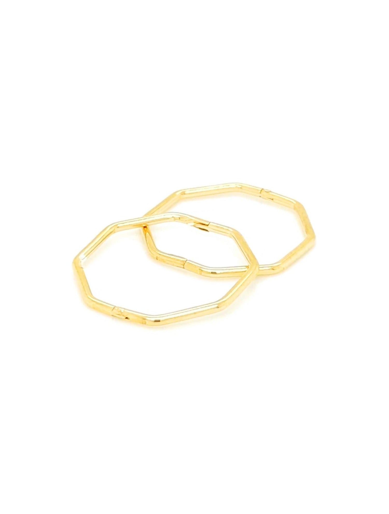 Octagonal Hinged Sleeper Hoop Earrings in 9ct Gold