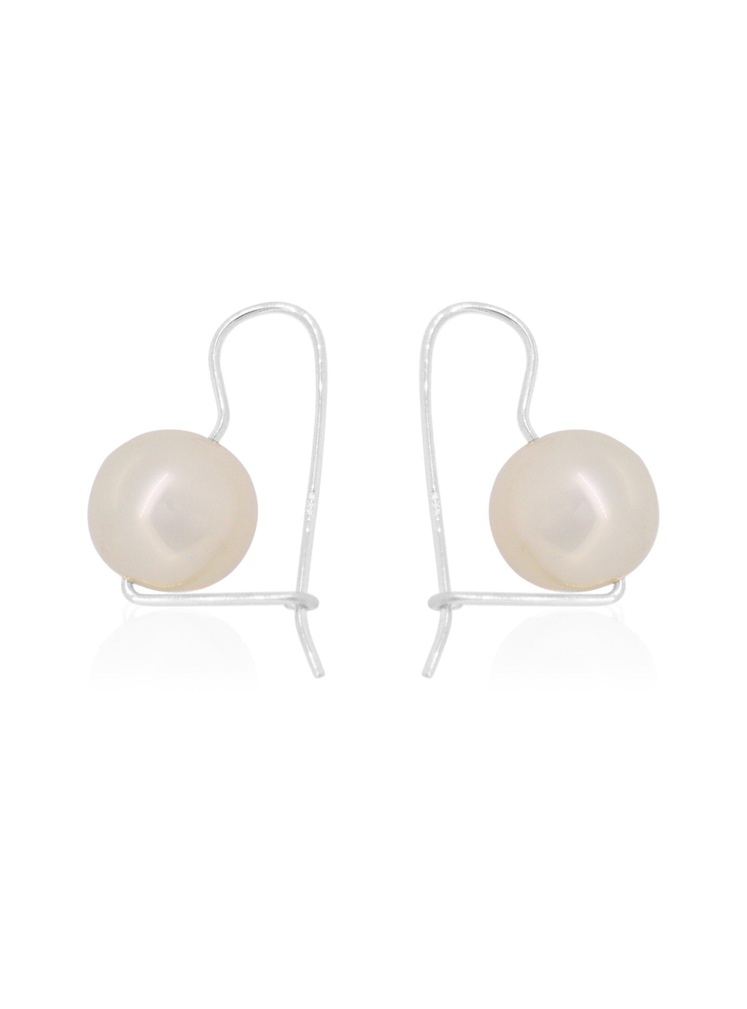 Euroball 12mm Shell Pearl Earrings in Sterling Silver
