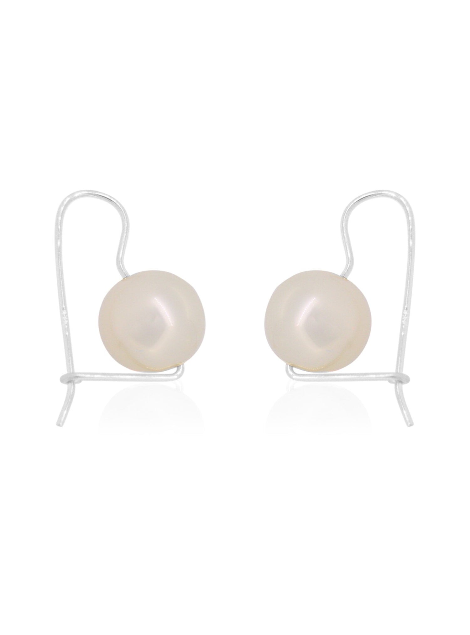 Euroball 12mm Shell Pearl Earrings in Sterling Silver