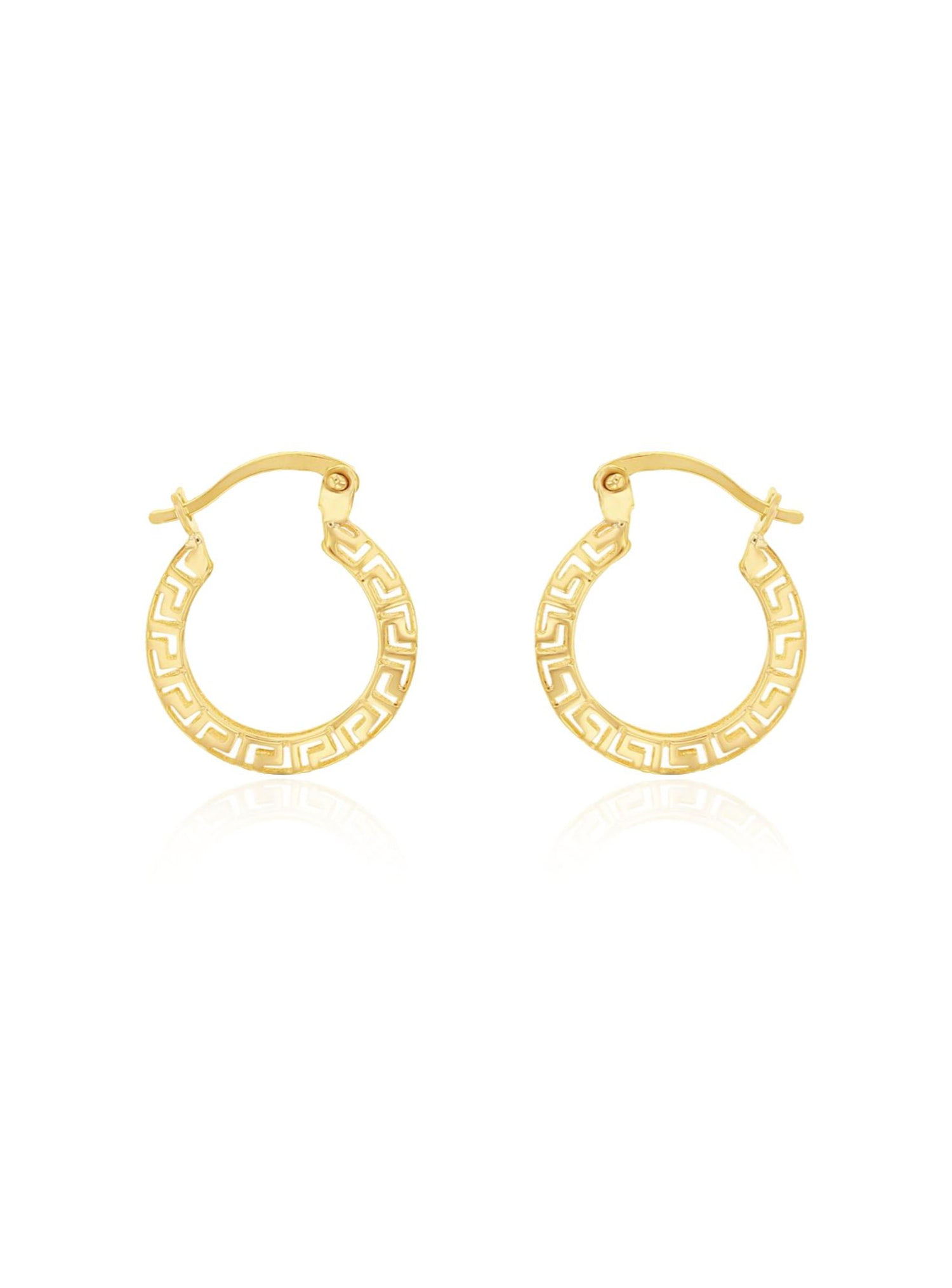 Greek Key Hoop Earrings in 9ct Gold