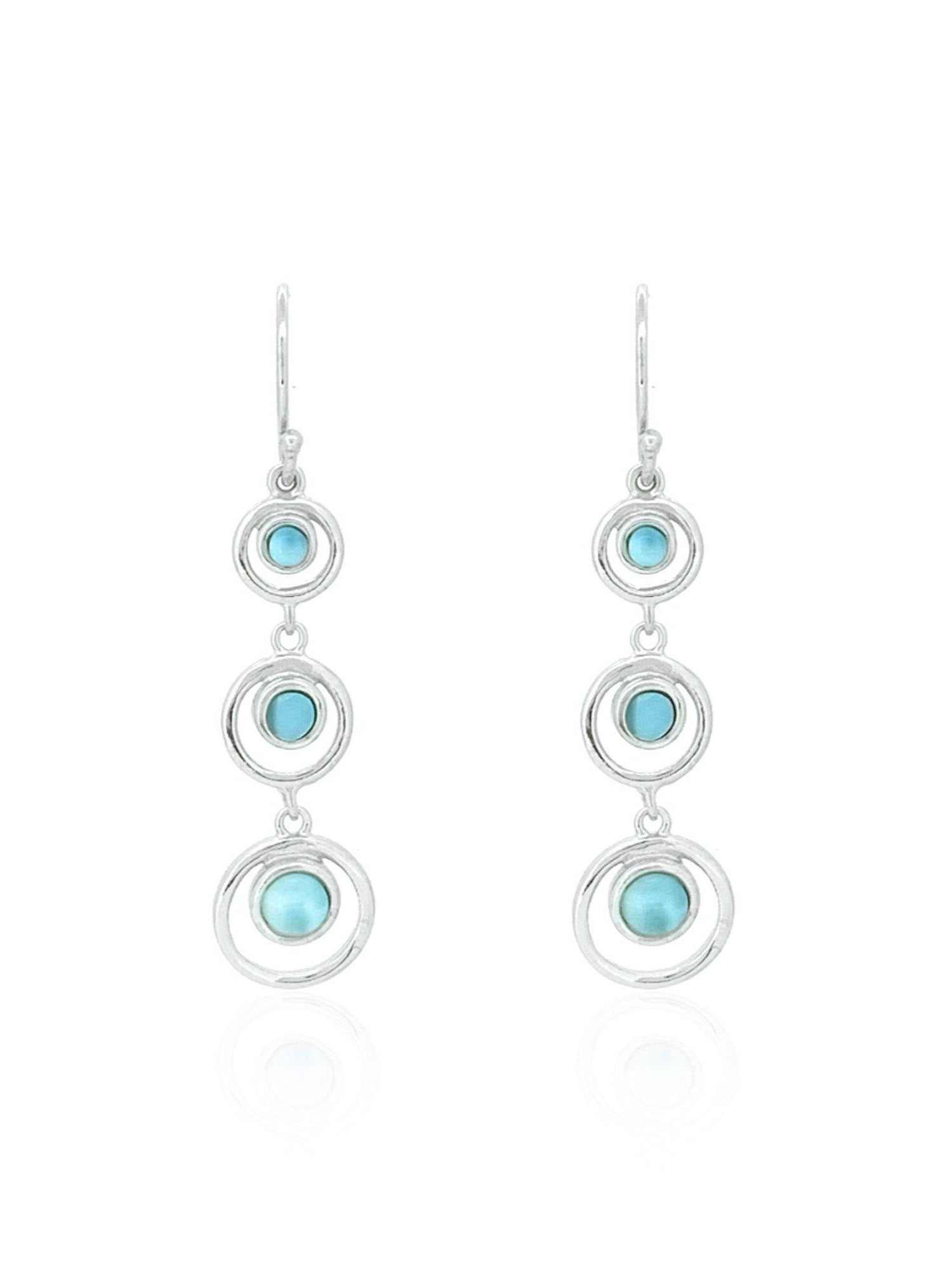 Larimar Gemstone Trilogy Circle Earrings in Sterling Silver