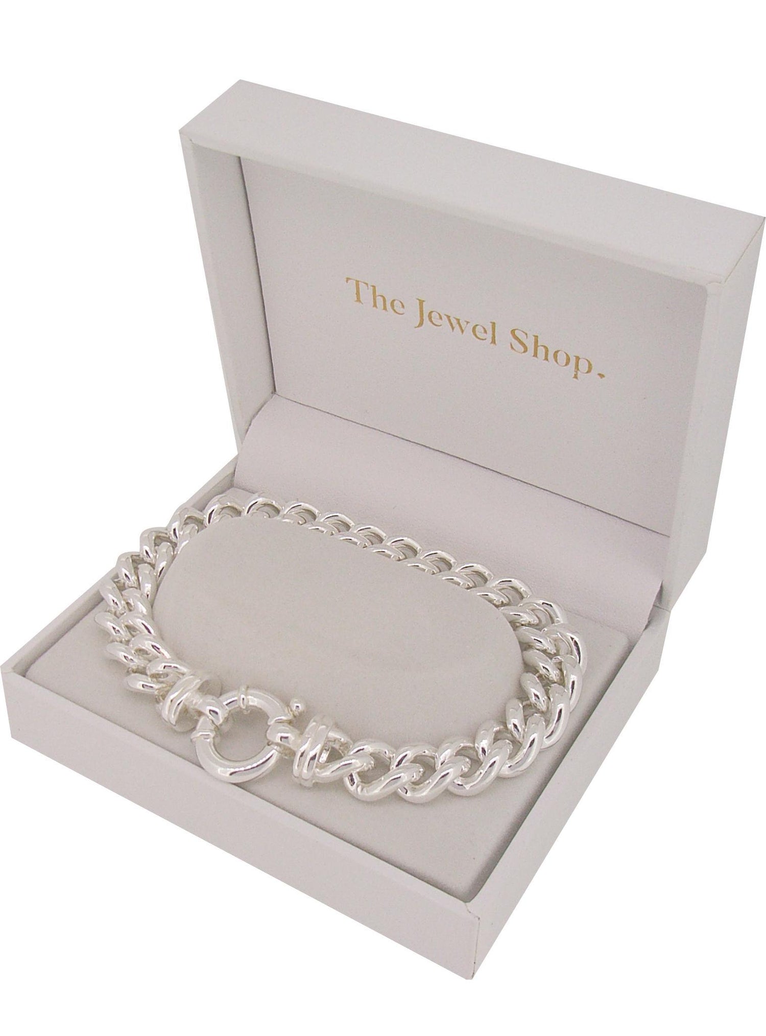 Large 10mm Curb Bolt Ring Bracelet in Sterling Silver