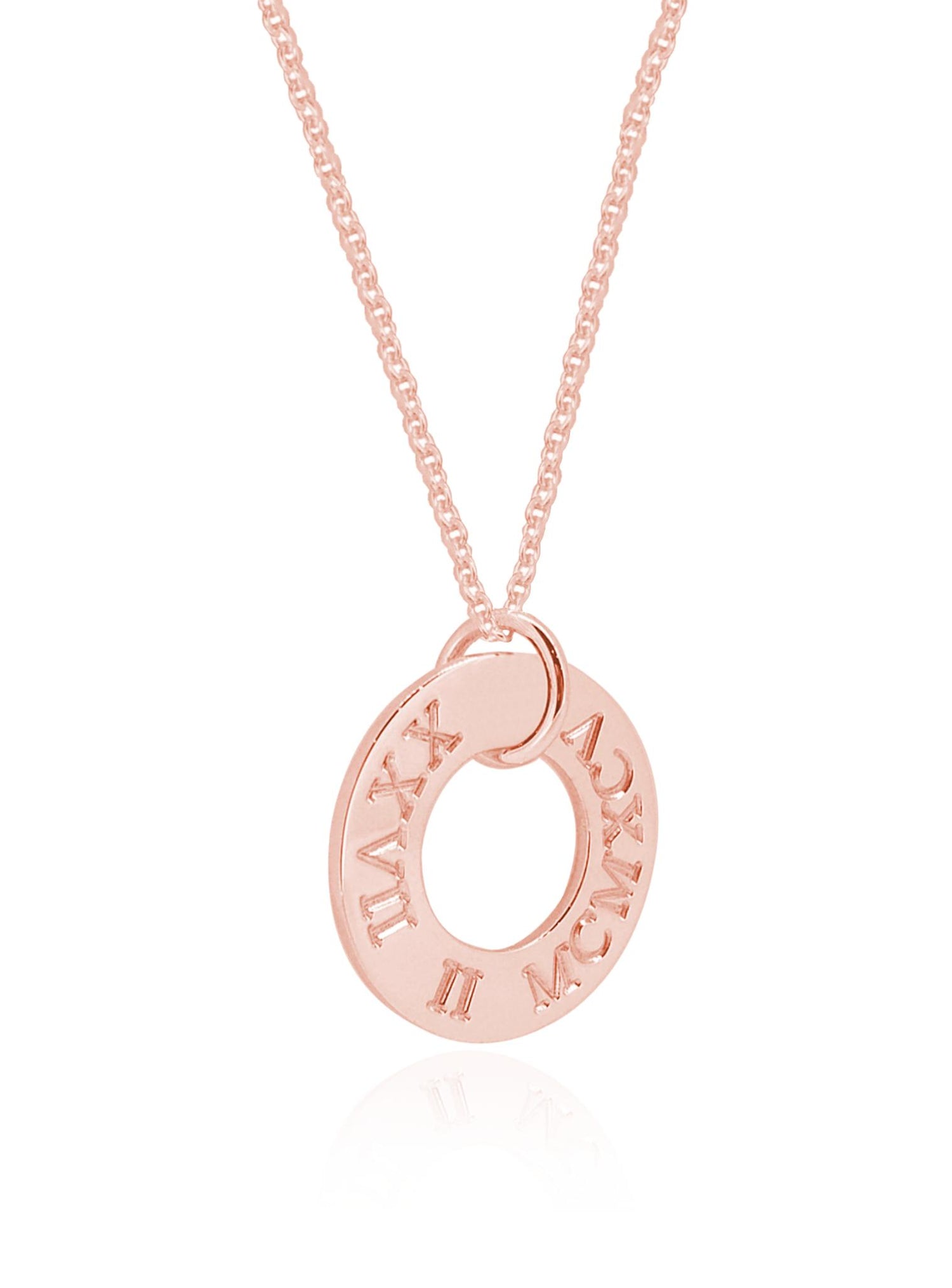 Personalised Roman Numeral Birthday Necklace in 9ct Rose Gold
