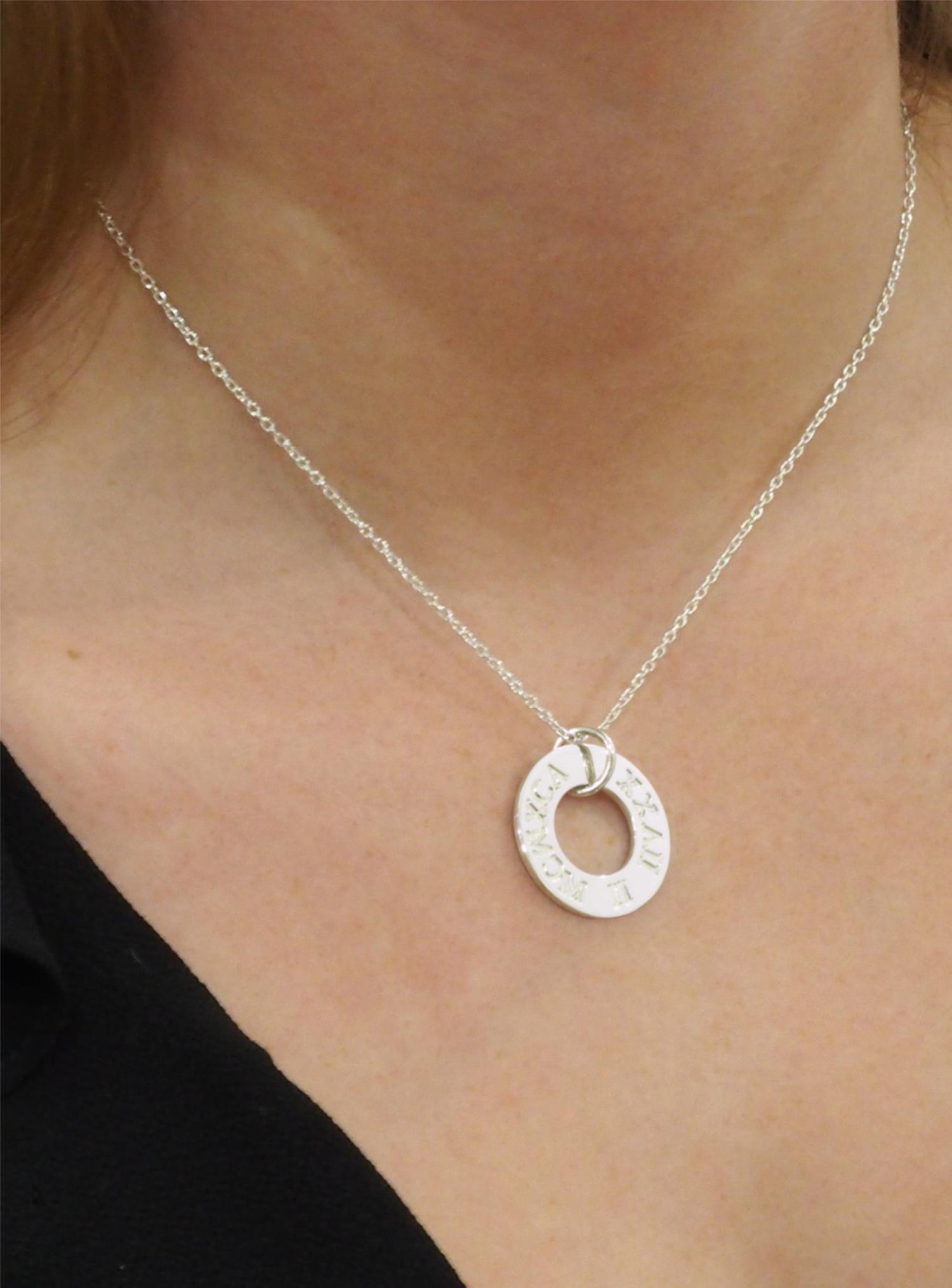 Personalised Roman Numeral Birthday Necklace in Sterling Silver