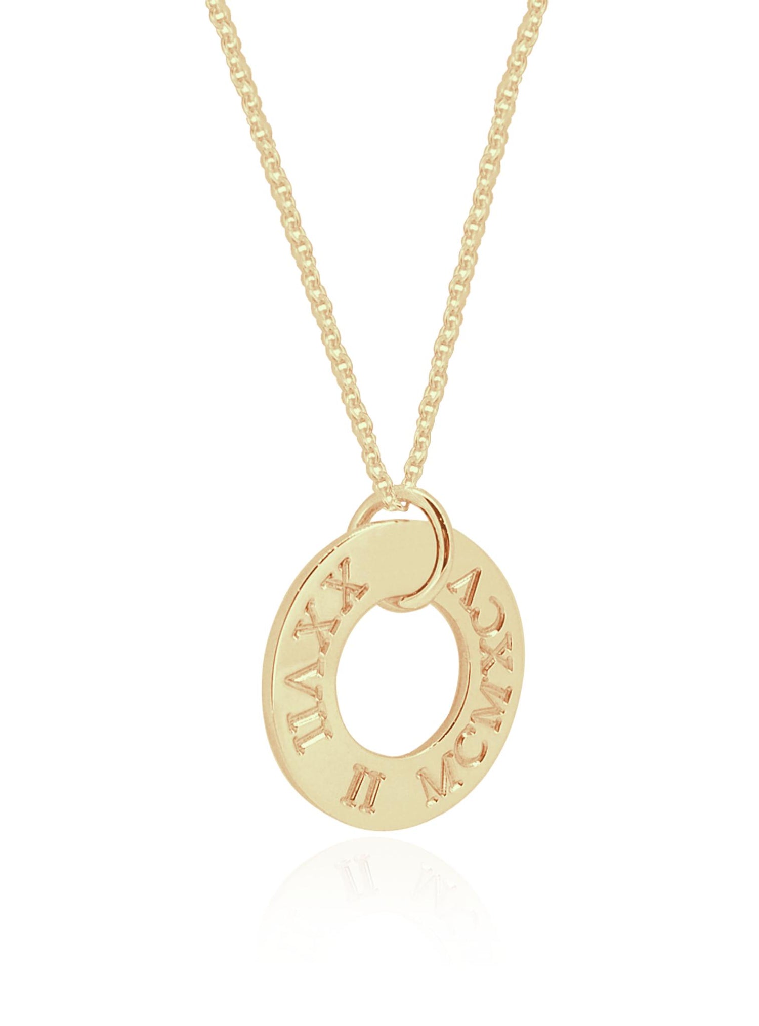 Personalised Roman Numeral Birthday Necklace in 9ct Gold