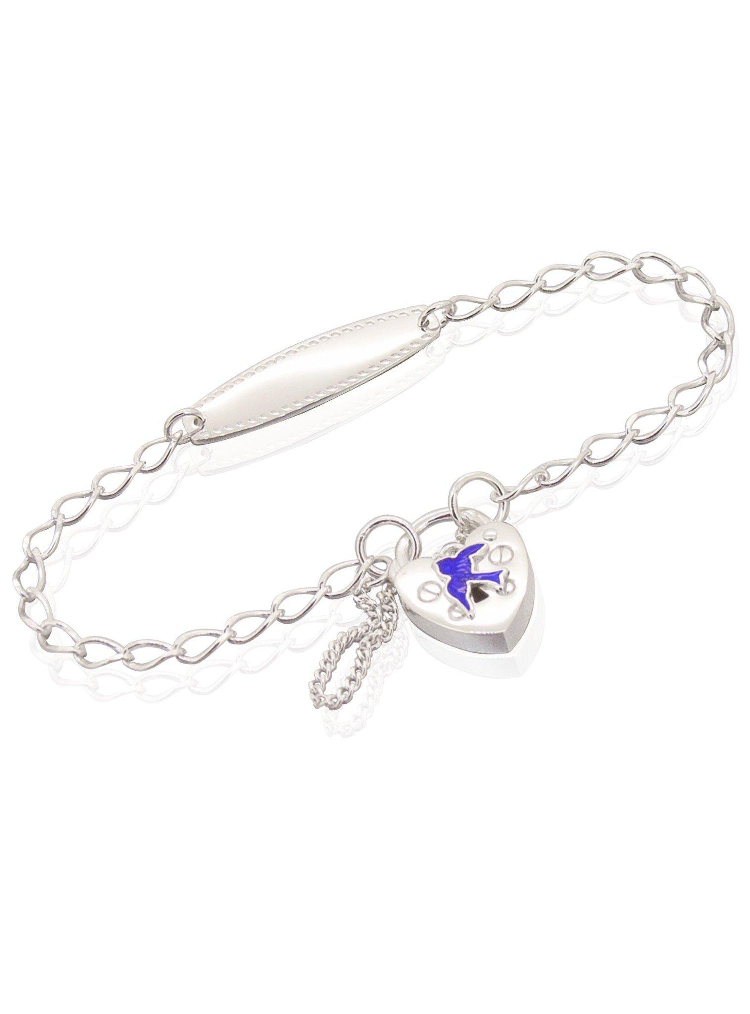 Bluebird Happiness Identity Padlock Charm Bracelet