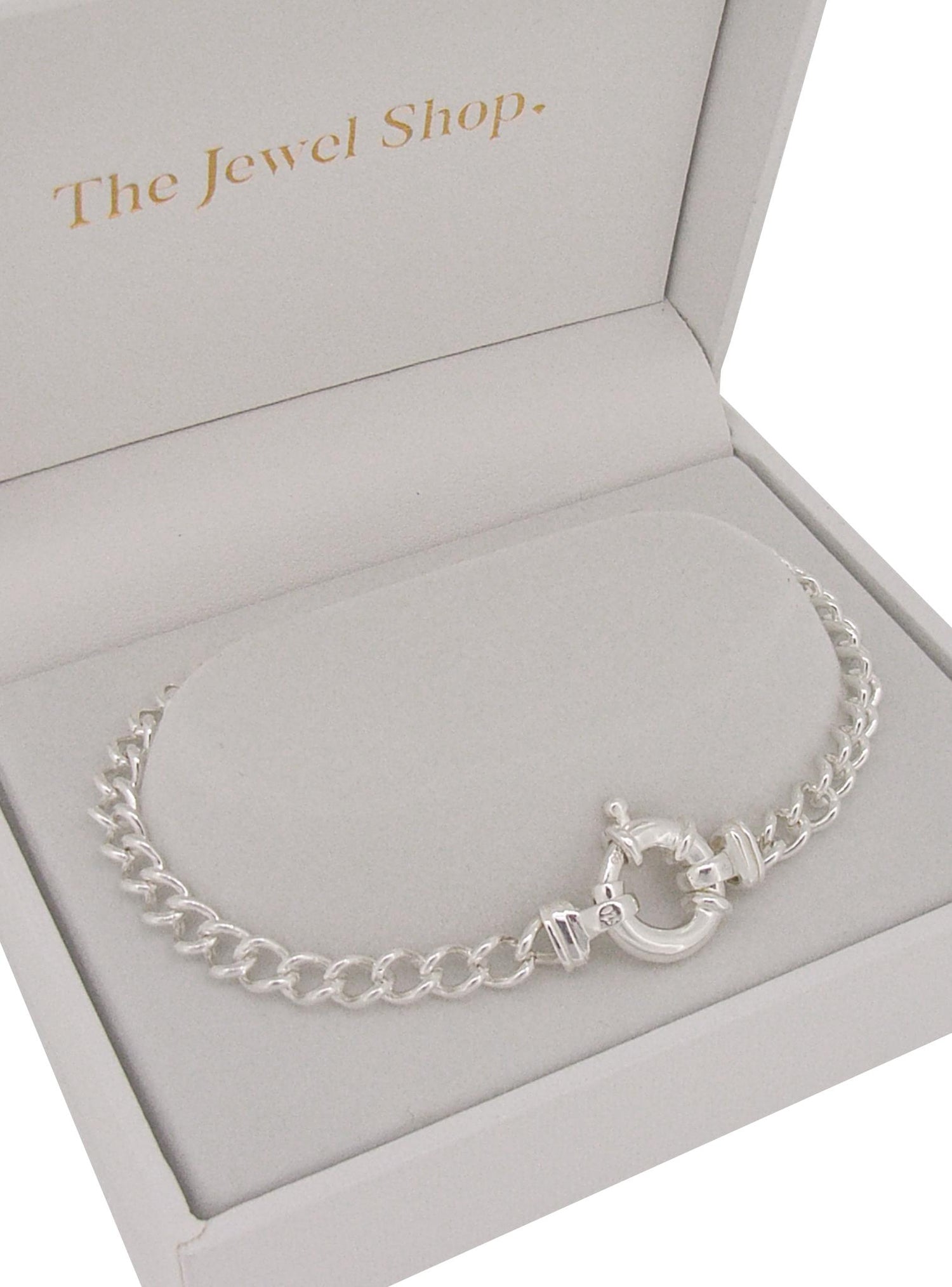 Reagan Curb Bracelet With Large Bolt Ring in Sterling Silver