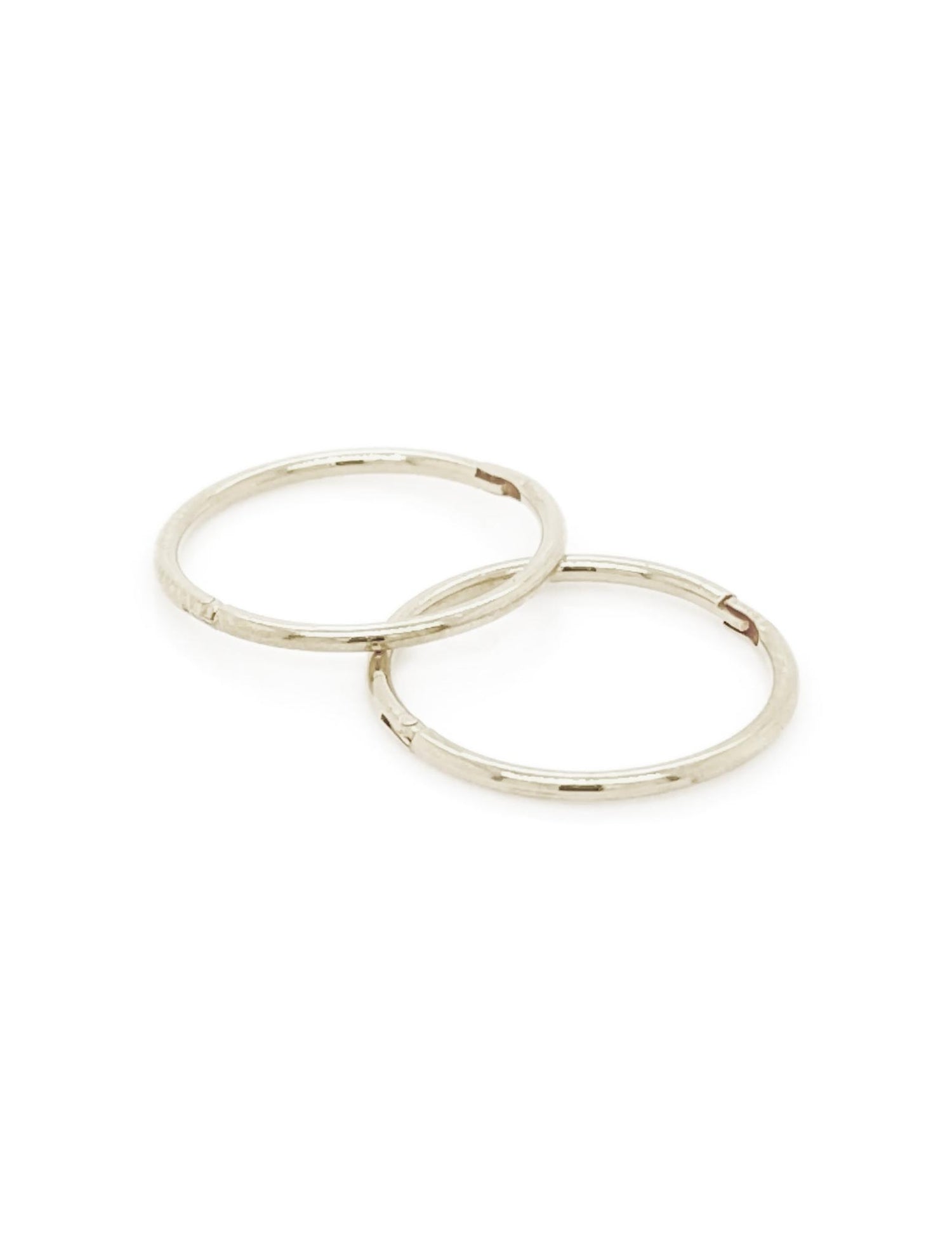 Large Plain Hinged Sleeper Hoop Earrings in 9ct White Gold