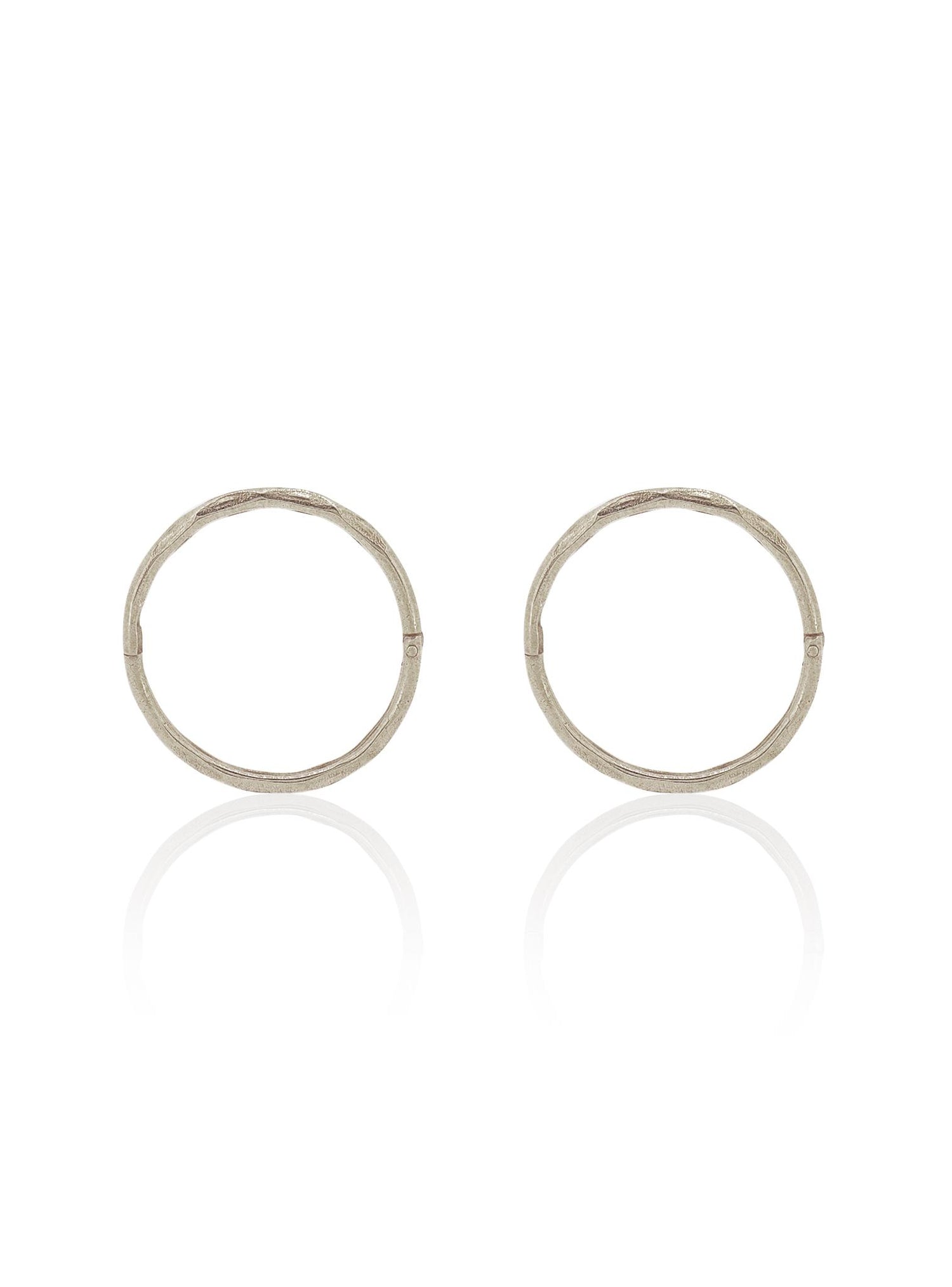 Large Facet Hinged Sleeper Hoop Earrings in 9ct White Gold
