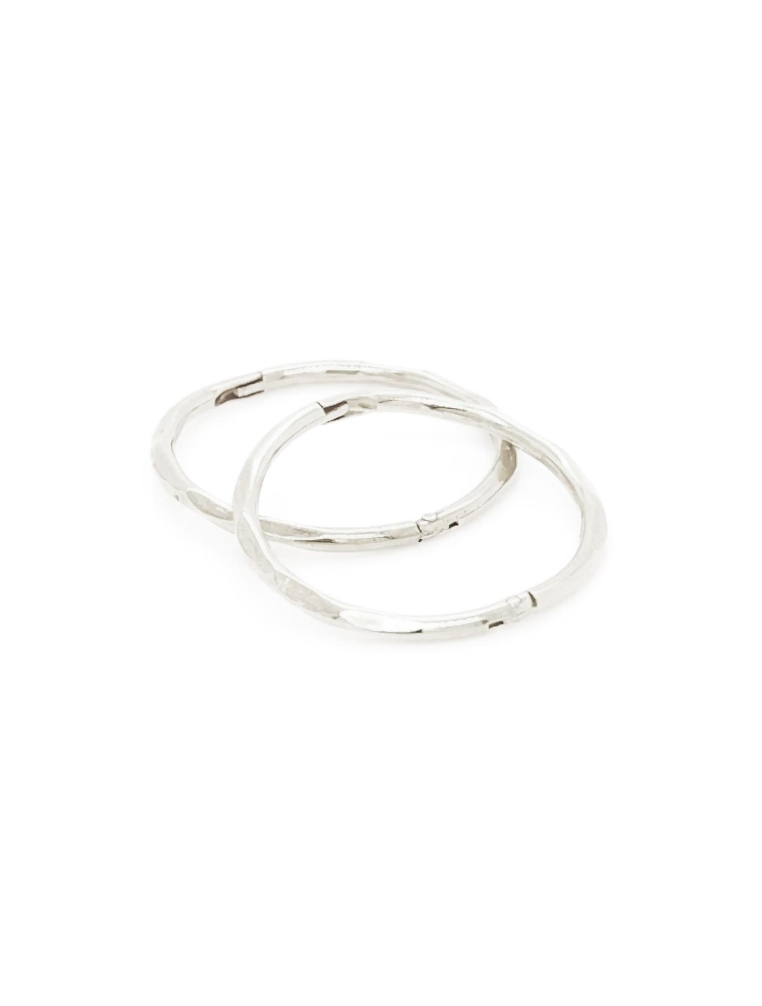 Large Facet Hinged Sleeper Hoop Earrings in Sterling Silver
