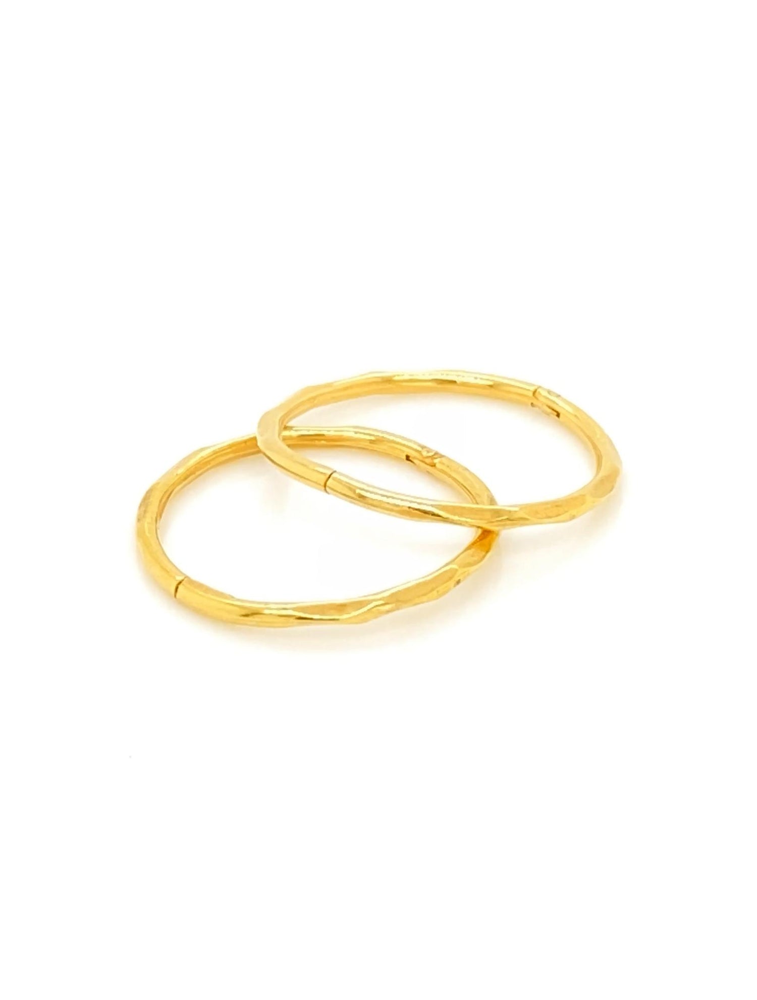 Large Facet Hinged Sleeper Hoop Earrings in 22ct Gold