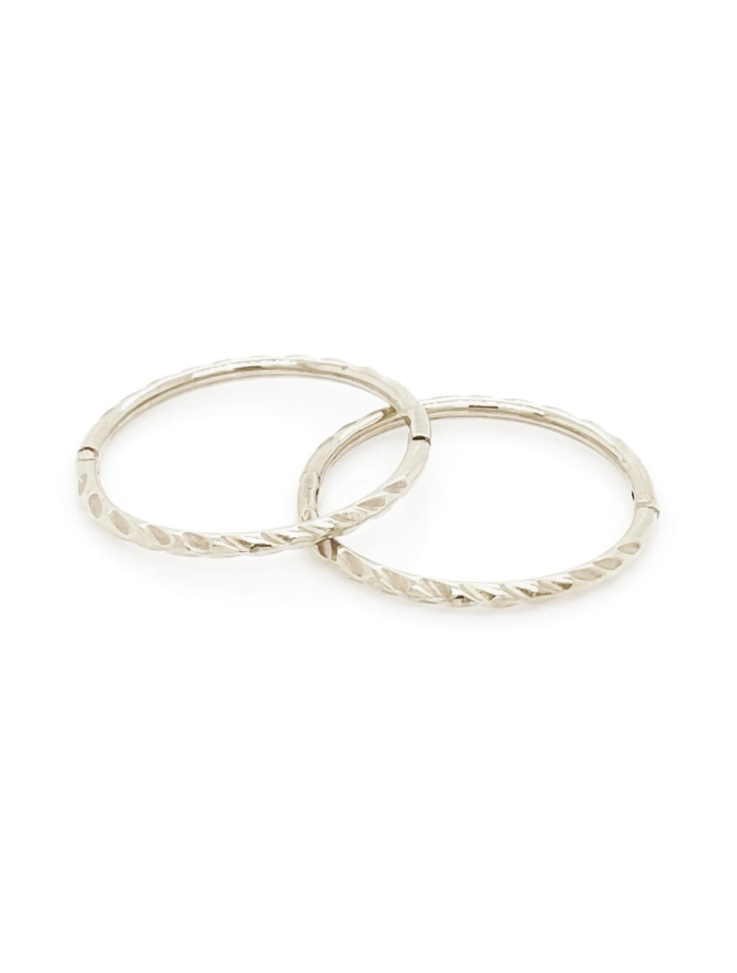 Large Twist Hinged Sleeper Hoop Earrings in 9ct White Gold