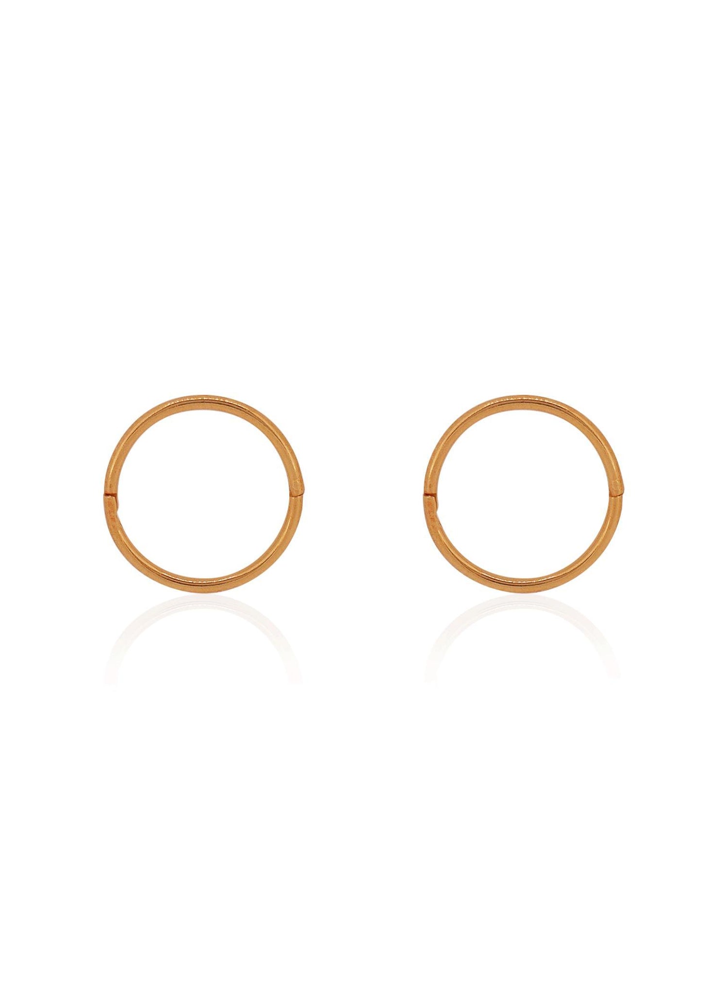 Medium Plain Hinged Sleeper Hoop Earrings in 14ct Rose