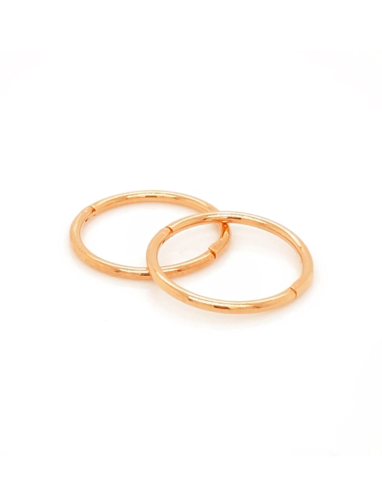 Medium Plain Hinged Sleeper Hoop Earrings in 14ct Rose