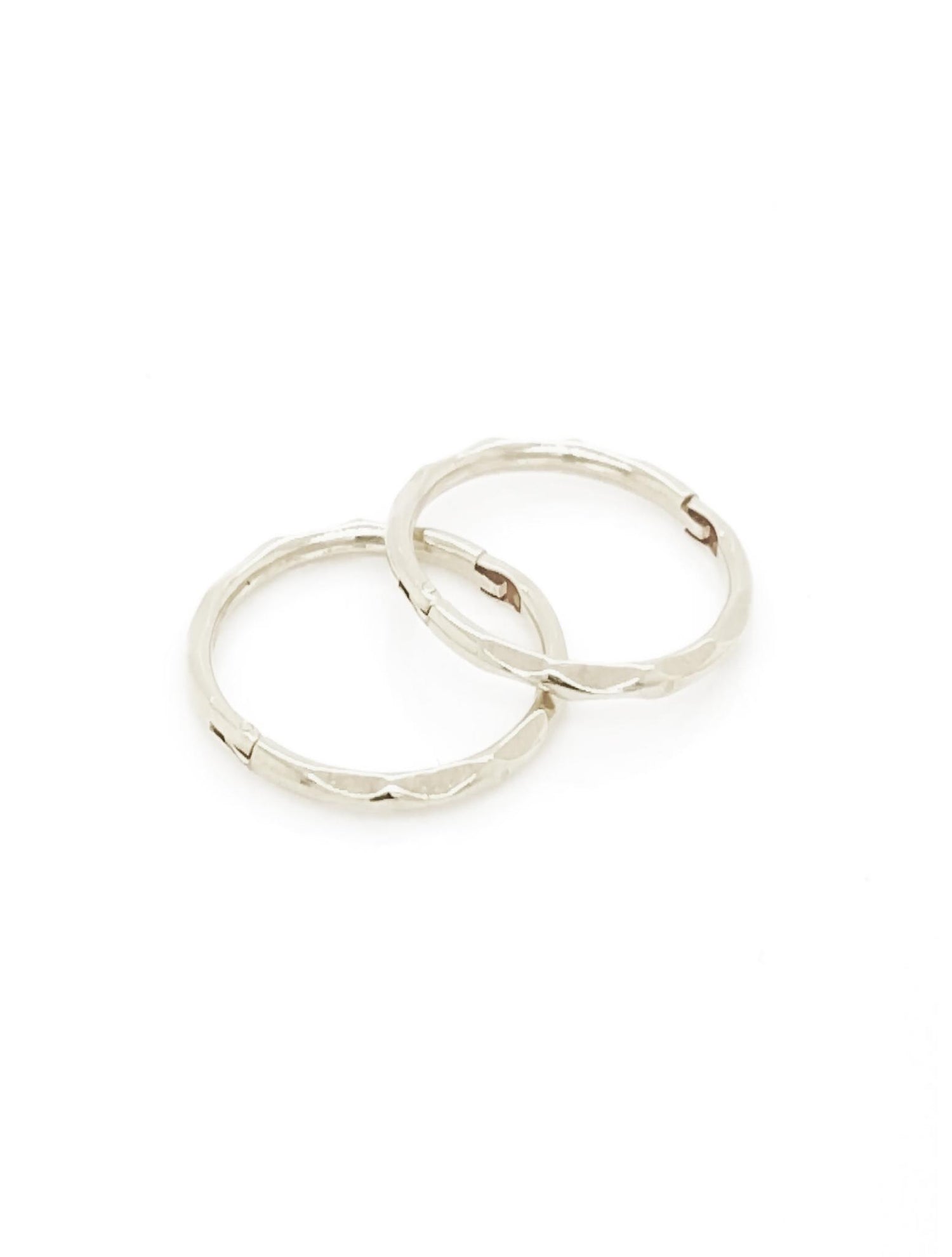 Medium Facet Hinged Sleeper Earrings in 9ct White Gold