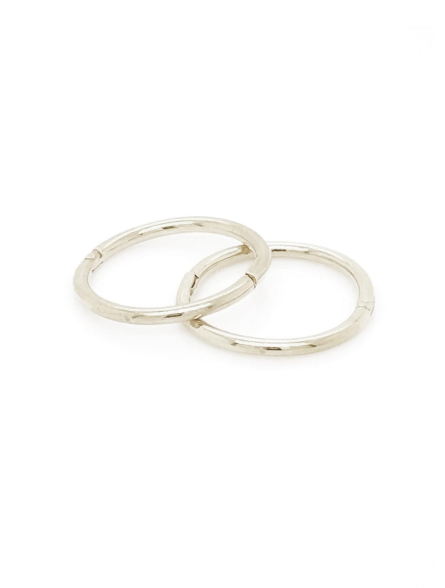 Small Plain Hinged Sleeper Hoop Earrings in 9ct White Gold