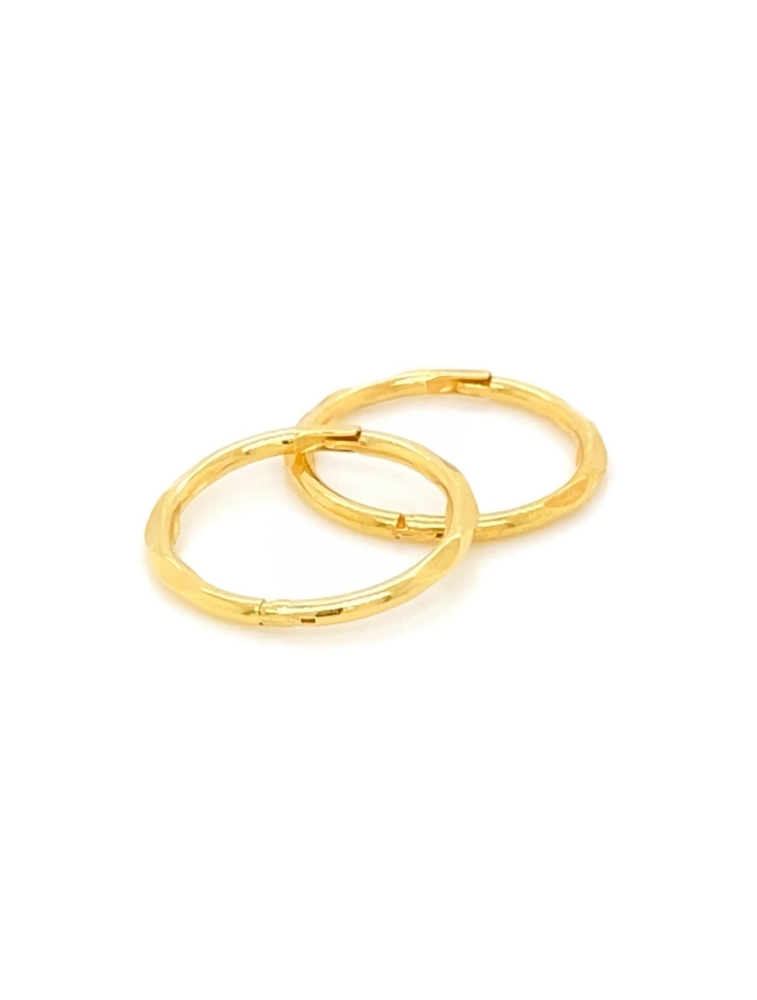 Small Facet Hinged Sleeper Hoop Earrings in 9ct Gold