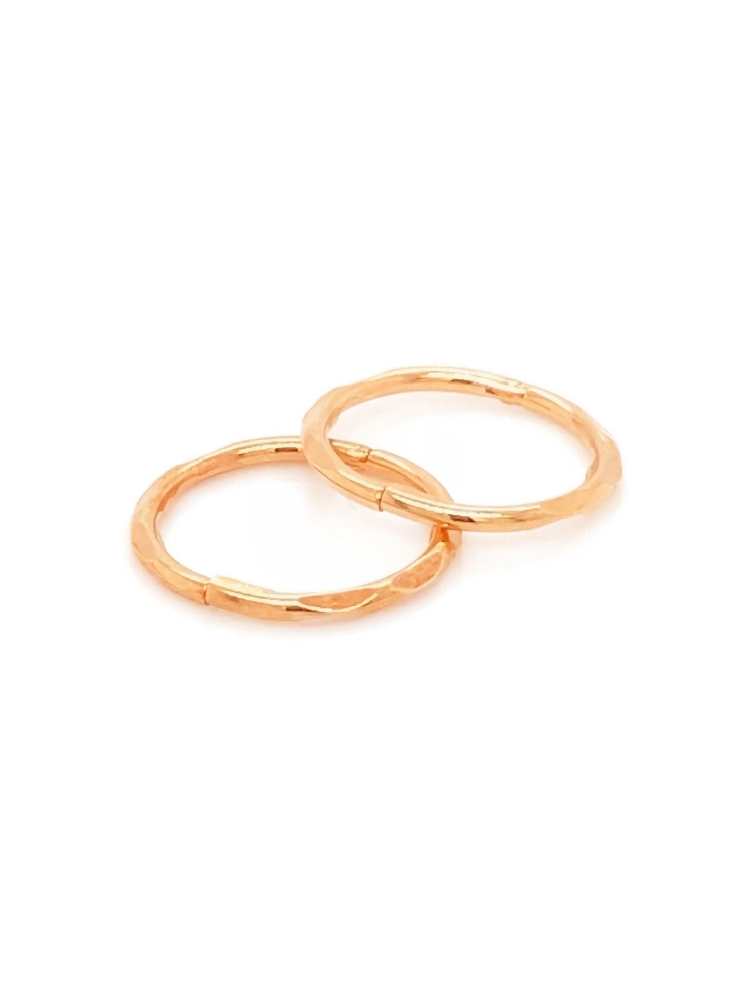 Small Facet Hinged Sleeper Hoop Earrings in 14ct Rose