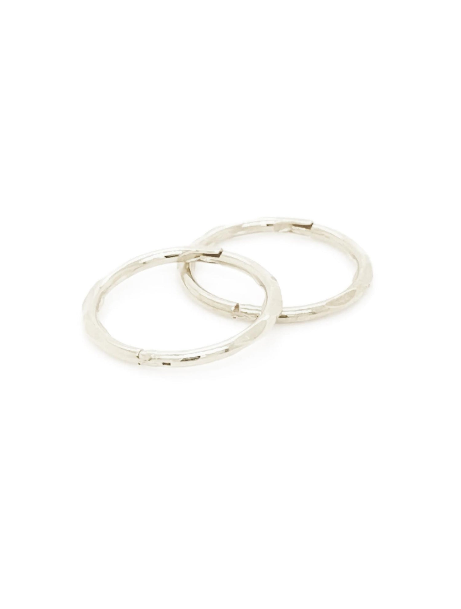 Small Facet Hinged Sleeper Hoop Earrings in Sterling Silver