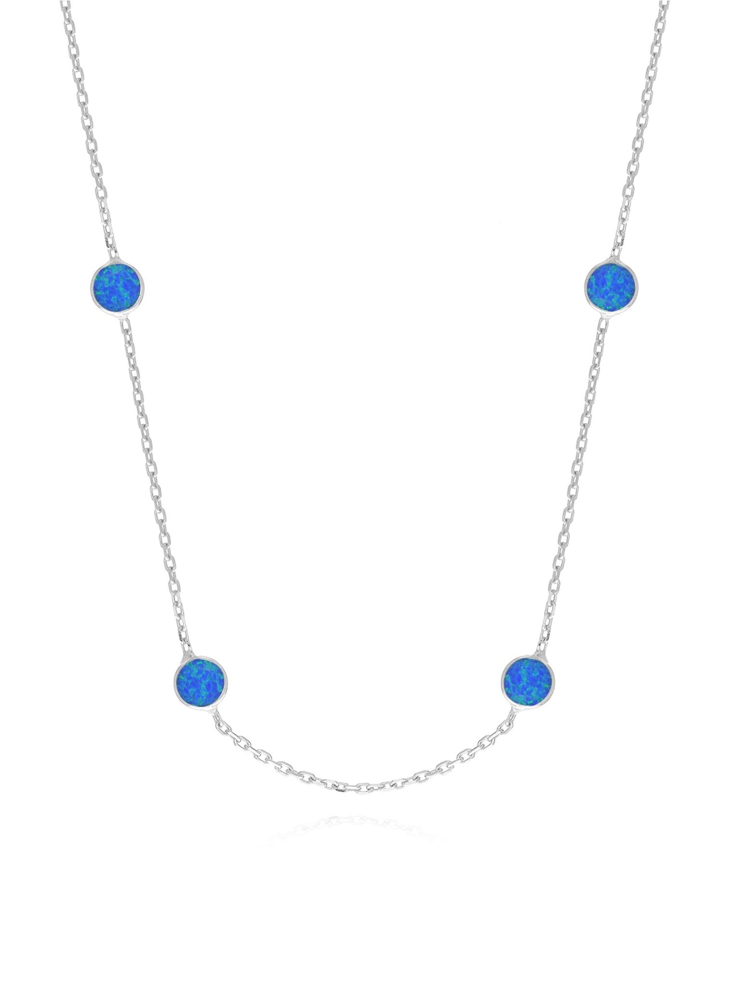 Ocean Blue Love Britty Yard Necklace in Sterling Silver