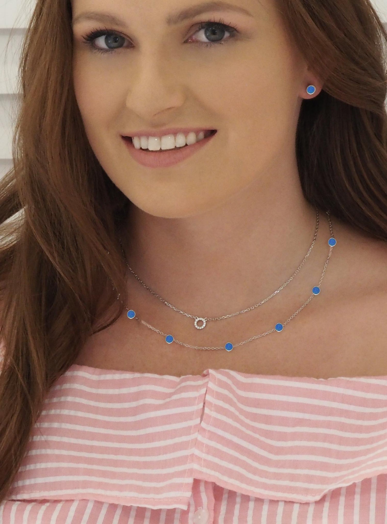 Ocean Blue Love Britty Yard Necklace in Sterling Silver