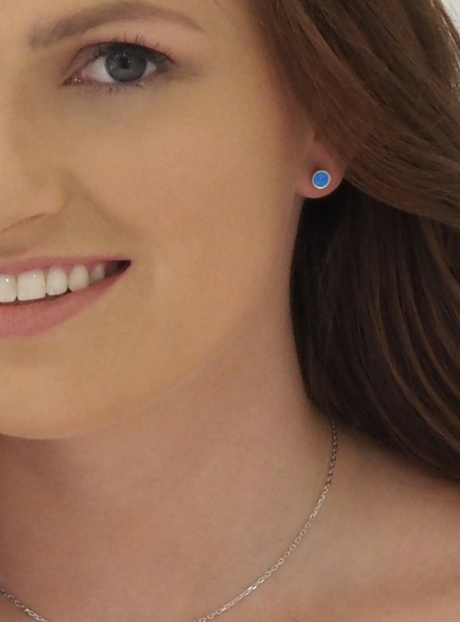 Ocean Blue Love Britty 6mm Stud Earrings in Sterling Silver
